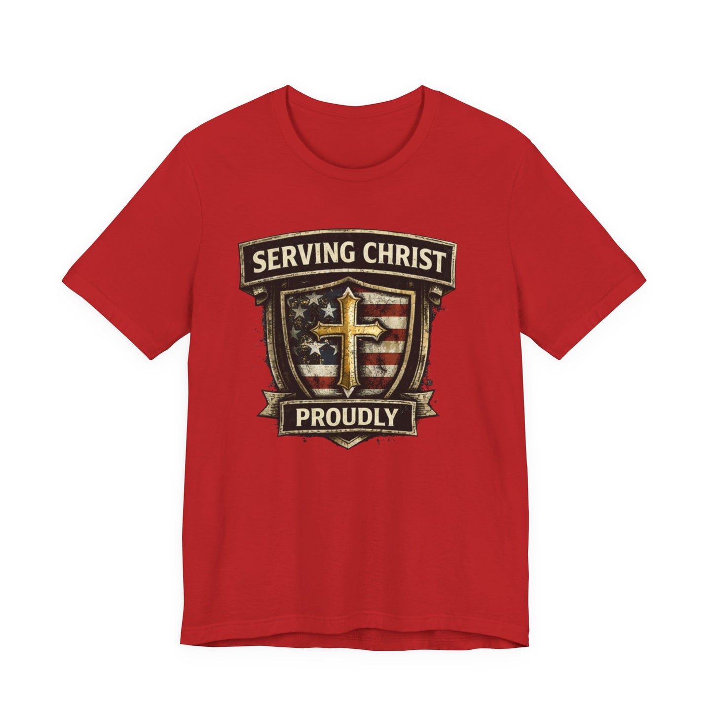 Serving Christ Proudly T-Shirt — Christian Faith Patriotic Tee