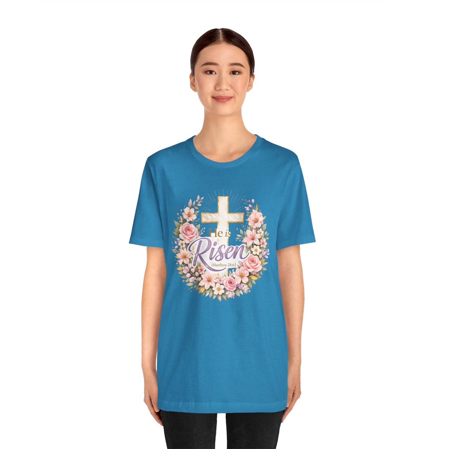 He Is Risen Floral Cross T-Shirt
