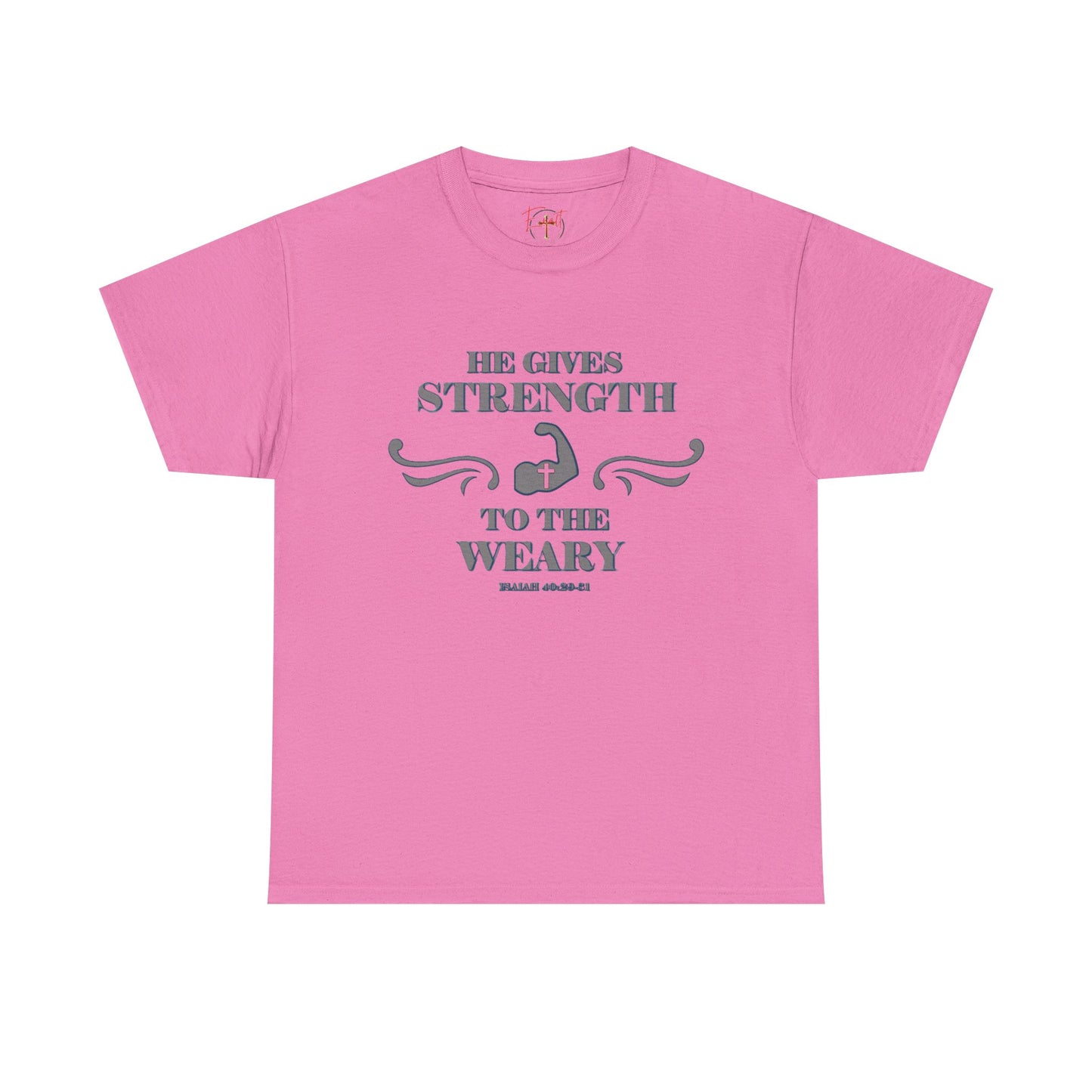 Copy of Christian Tee - Bible Verse Isaiah 40:29-31 'He gives Strength to the Weary'