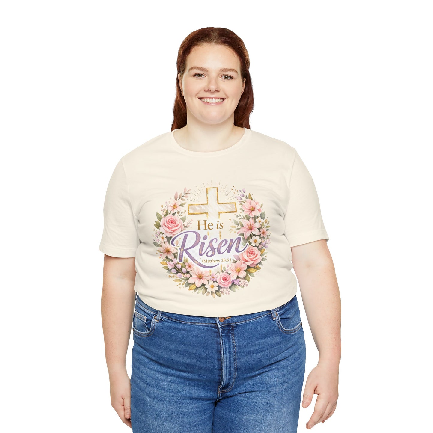He Is Risen Floral Cross T-Shirt