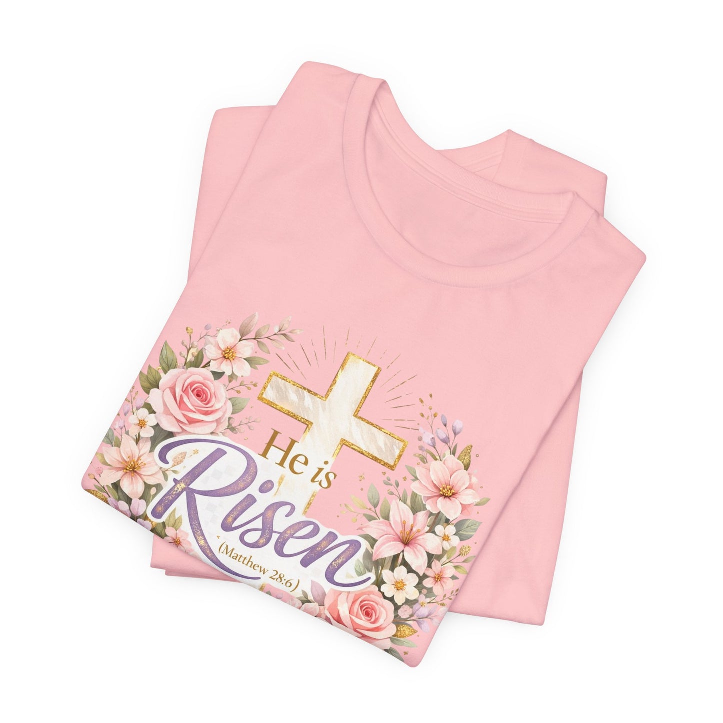 He Is Risen Floral Cross T-Shirt