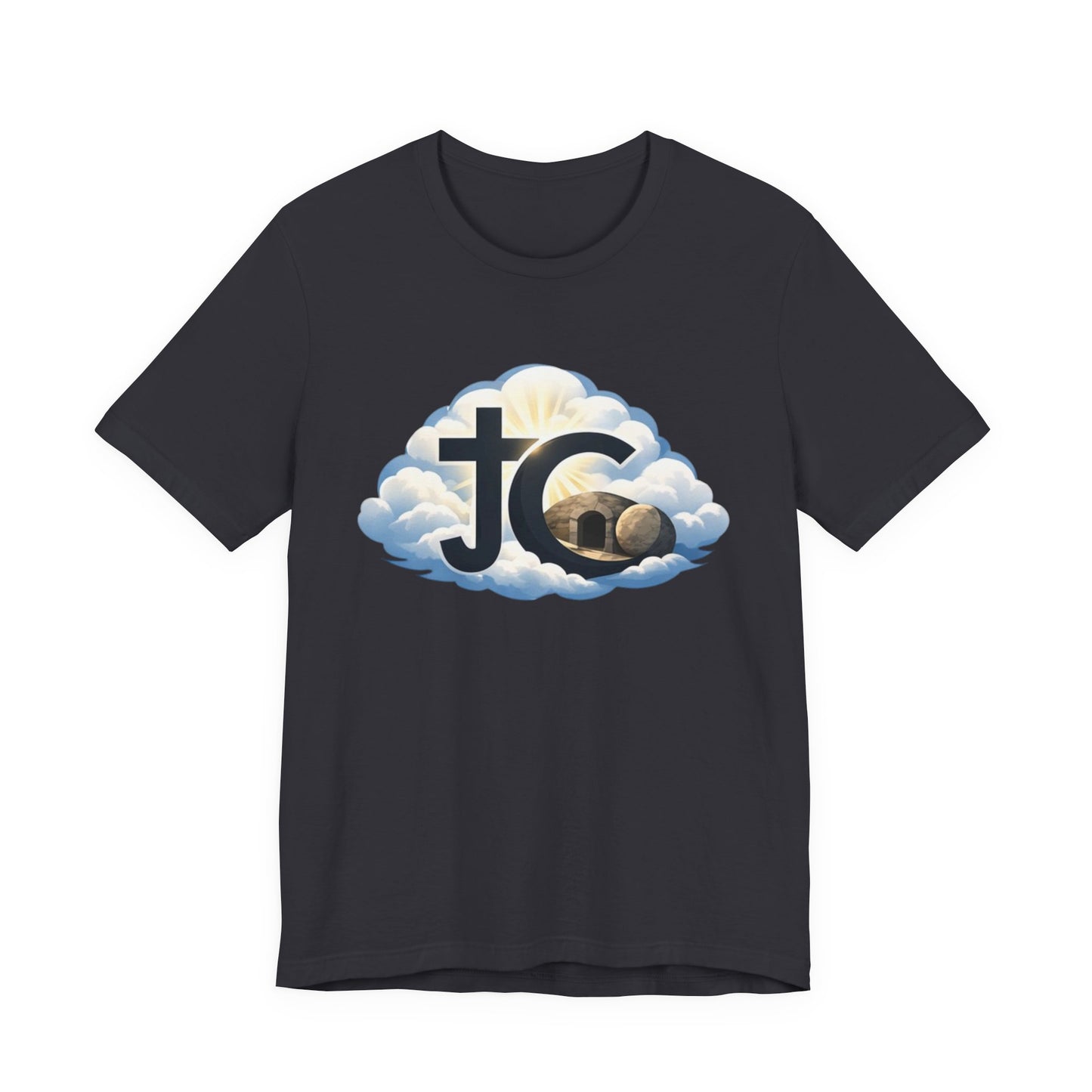 Jesus Christ (JC) Cross Tee — Crucified, Risen & Coming Again