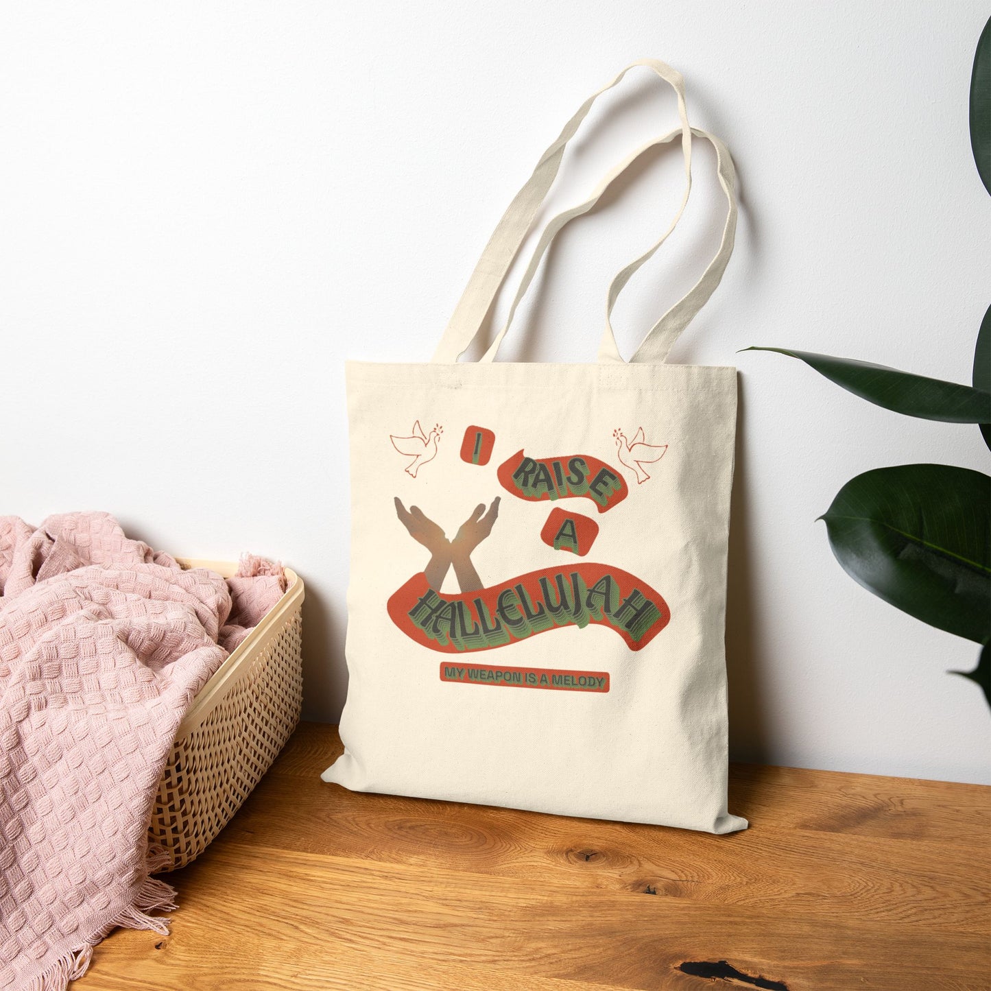 Cotton Canvas Tote Bag "I RAISE A HALLELUJAH"