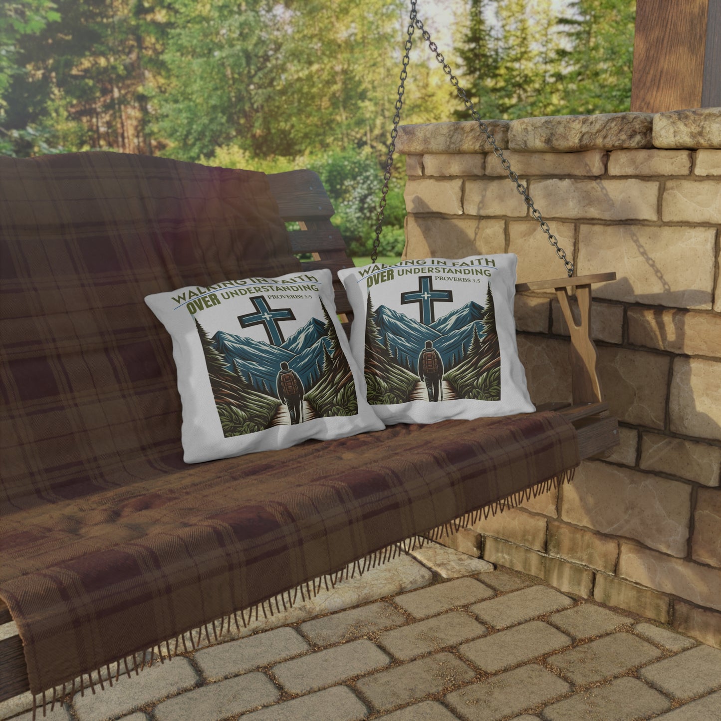 Outdoor Pillow - Bible Verse Proverbs 3:5 'Walking in Faith Over Understanding'