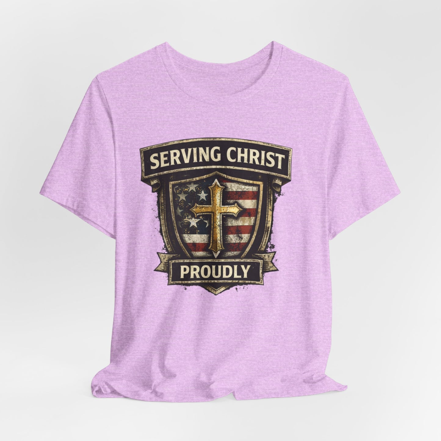 Serving Christ Proudly T-Shirt — Christian Faith Patriotic Tee