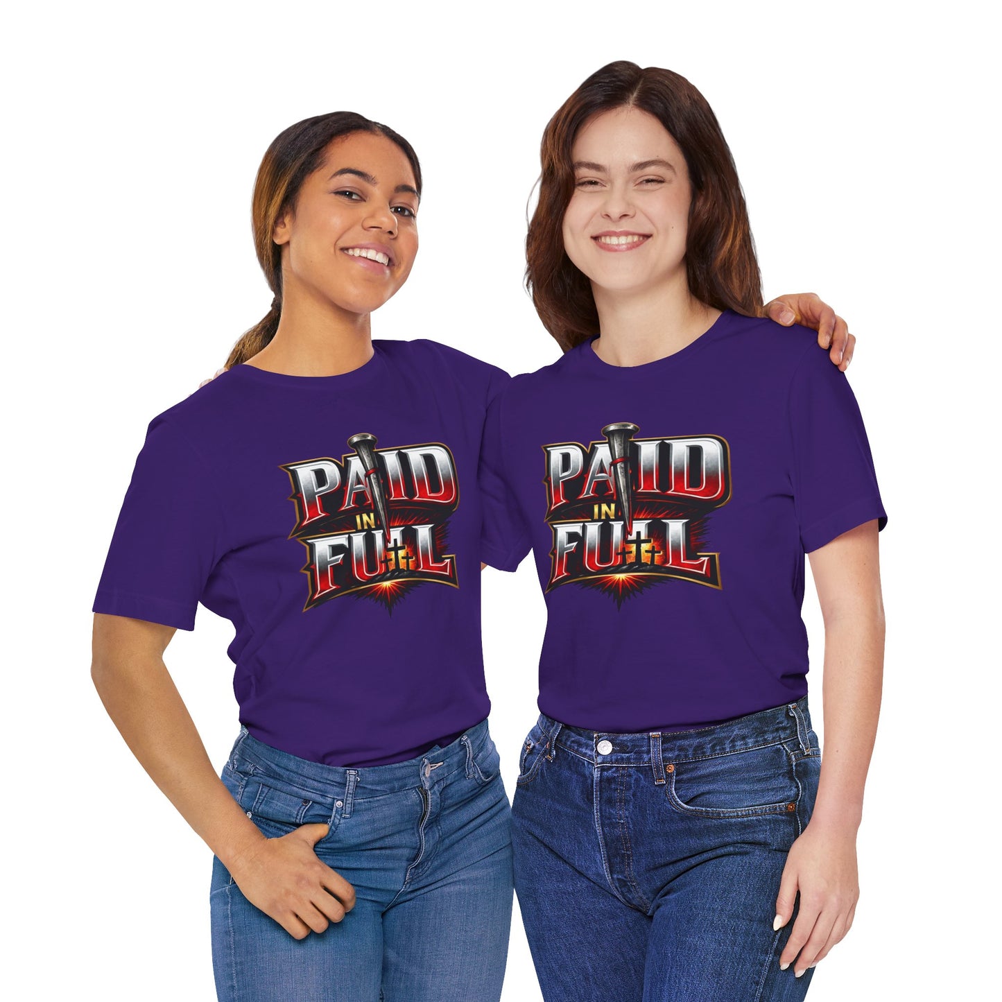 Paid In Full Christian Cross T-Shirt — Nail & Triple Cross Graphic