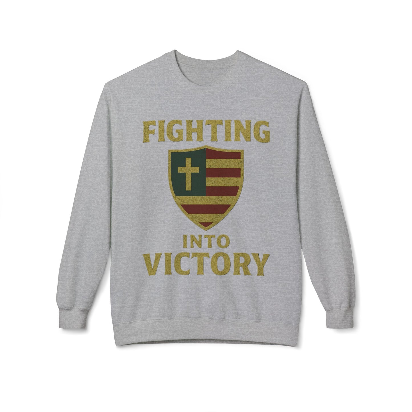 Christian Cross Shield Sweatshirt - Fighting into Victory