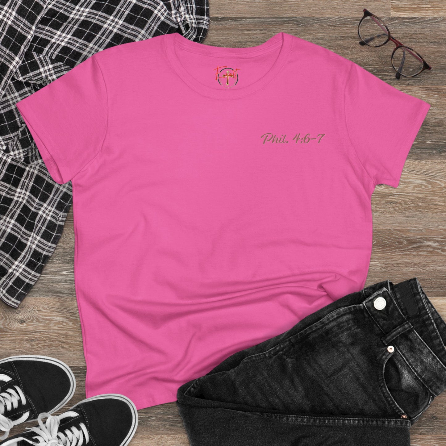 Women's Tee with Heart and Praying Hands Design