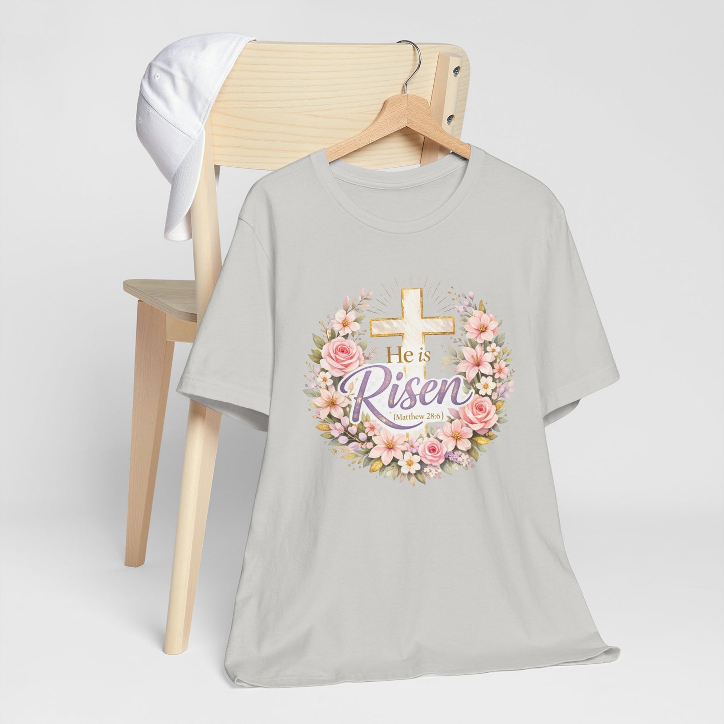 He Is Risen Floral Cross T-Shirt