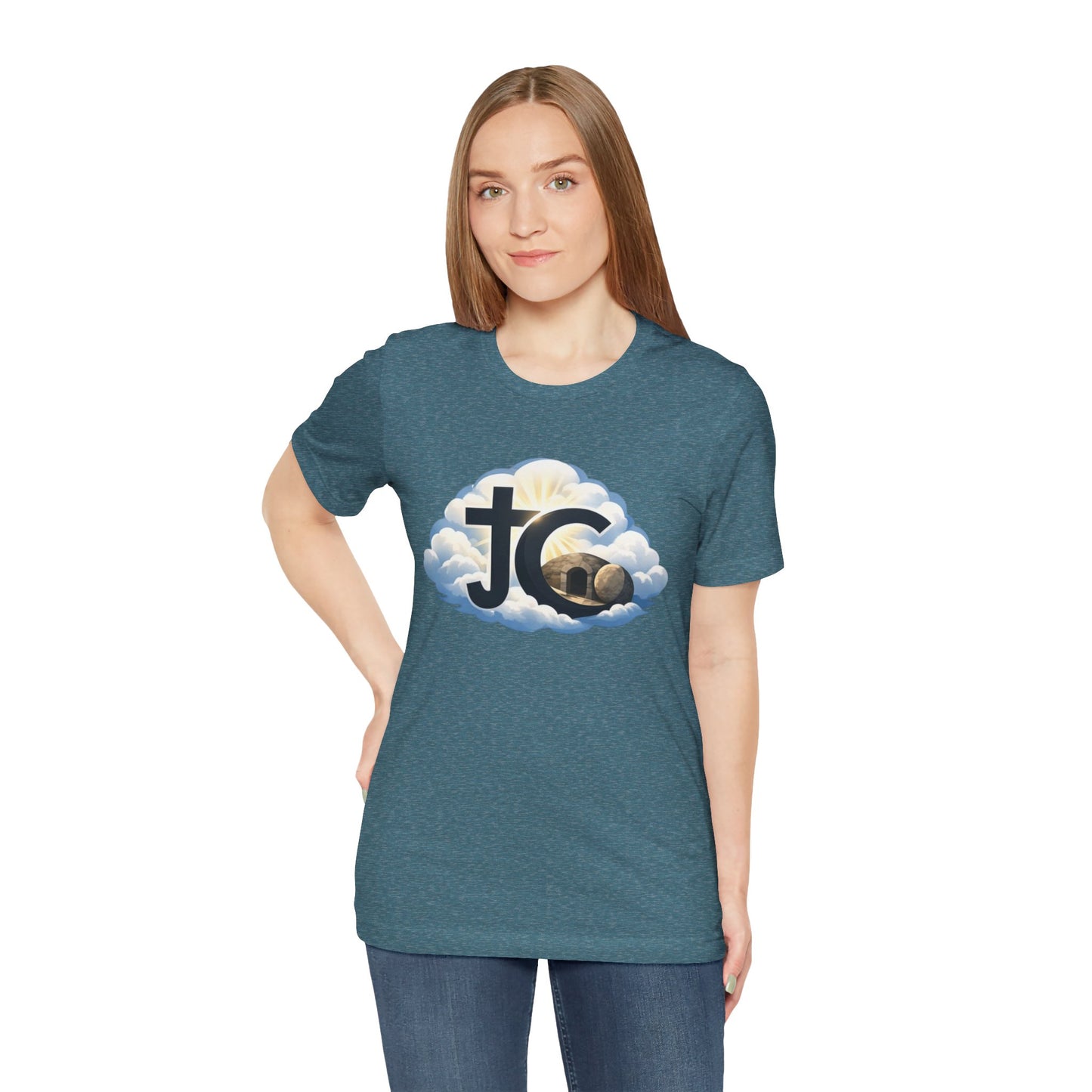 Jesus Christ (JC) Cross Tee — Crucified, Risen & Coming Again