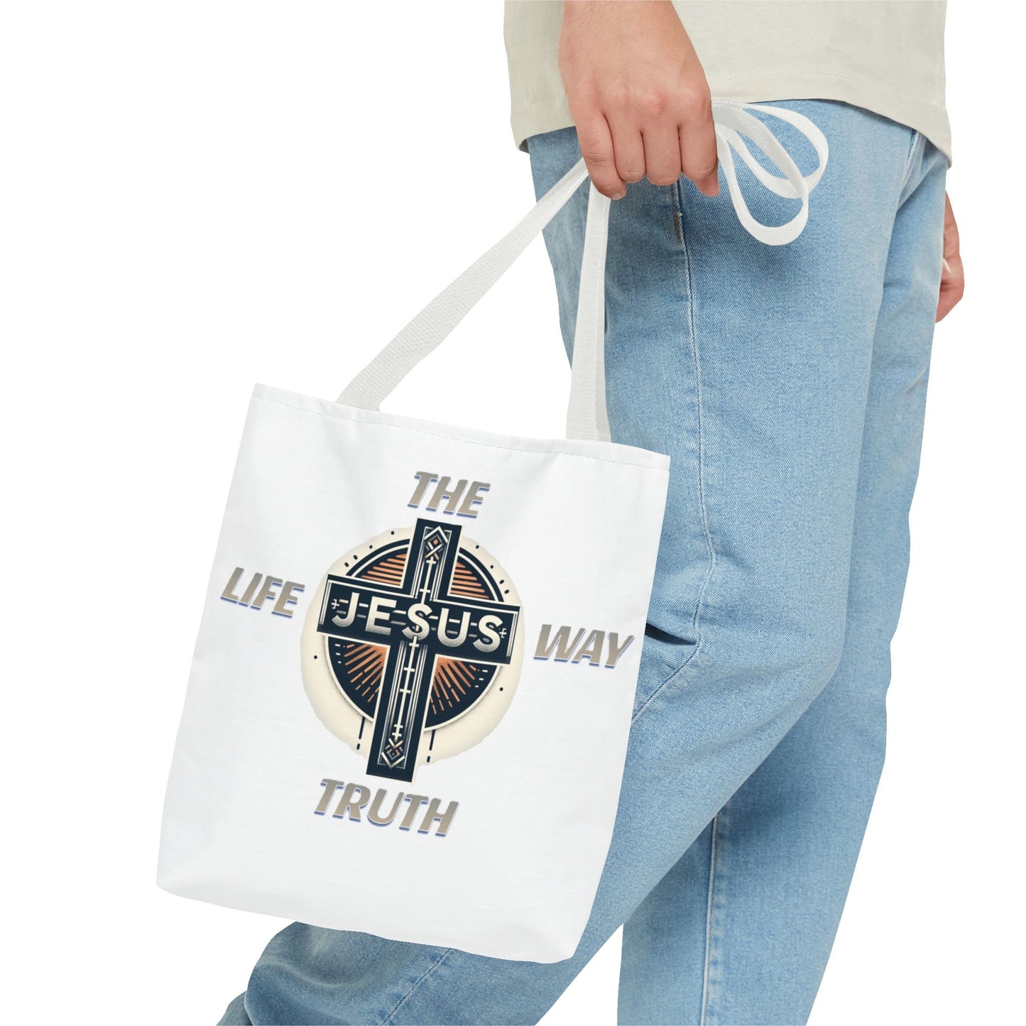Tote Bag (AOP)"JESUS IS THE WAY TRUTH LIFE"