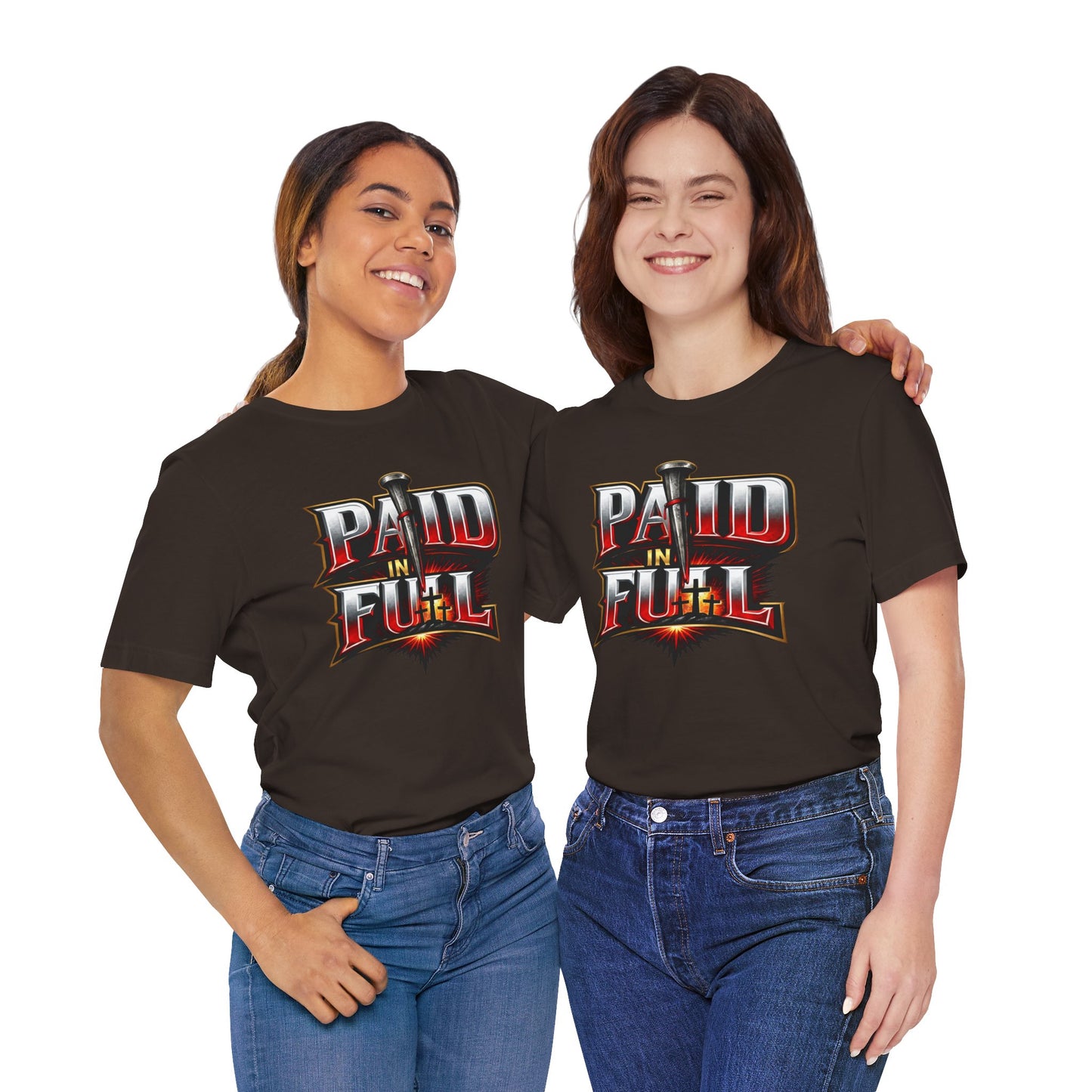 Paid In Full Christian Cross T-Shirt — Nail & Triple Cross Graphic