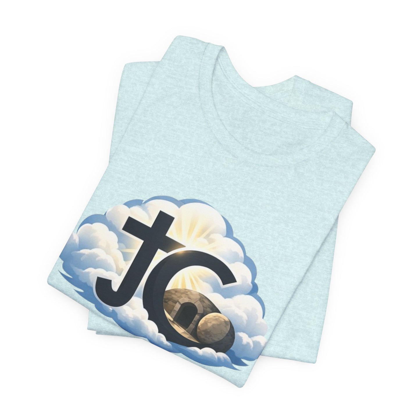 Jesus Christ (JC) Cross Tee — Crucified, Risen & Coming Again