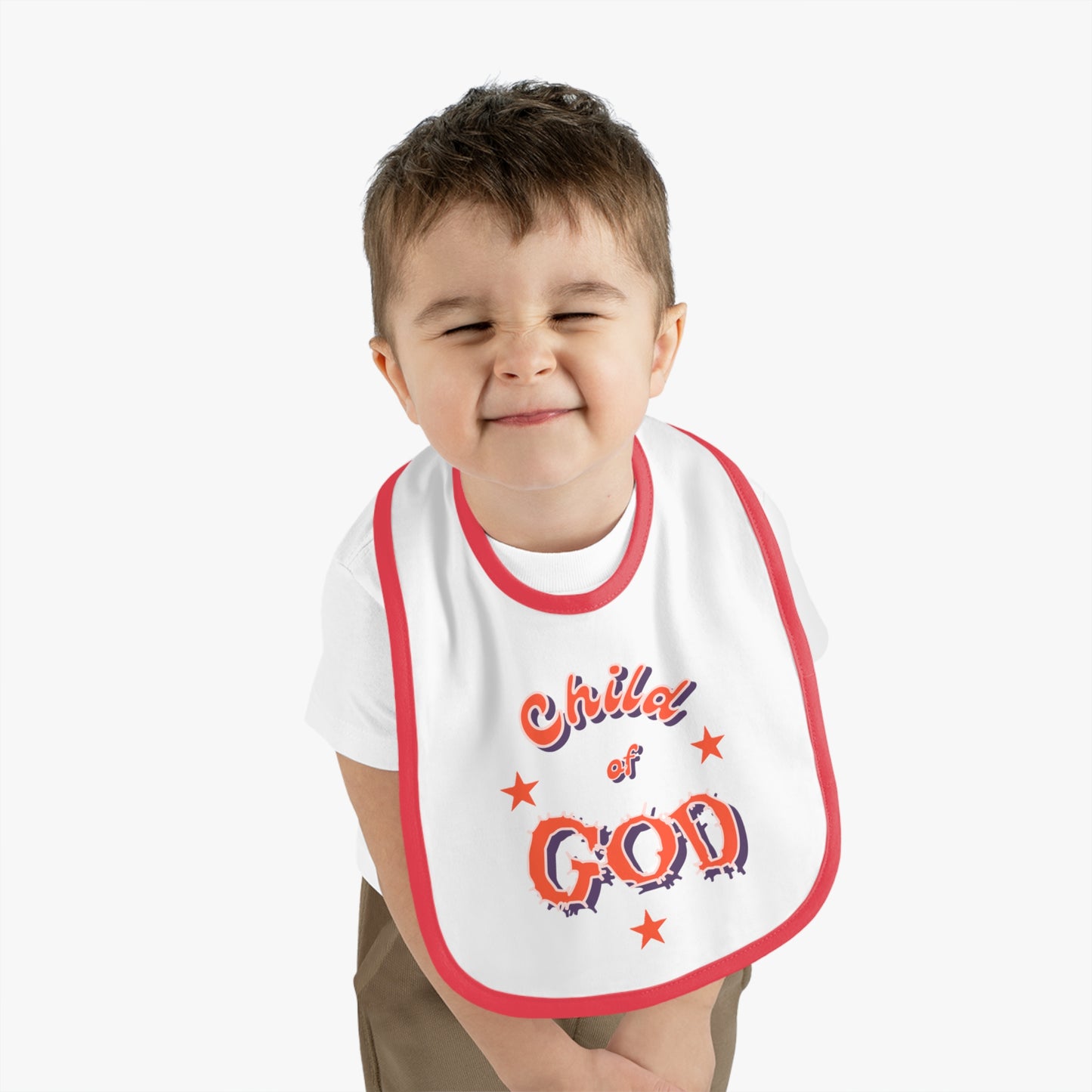Baby Contrast Trim Jersey Bib "Child of GOD"