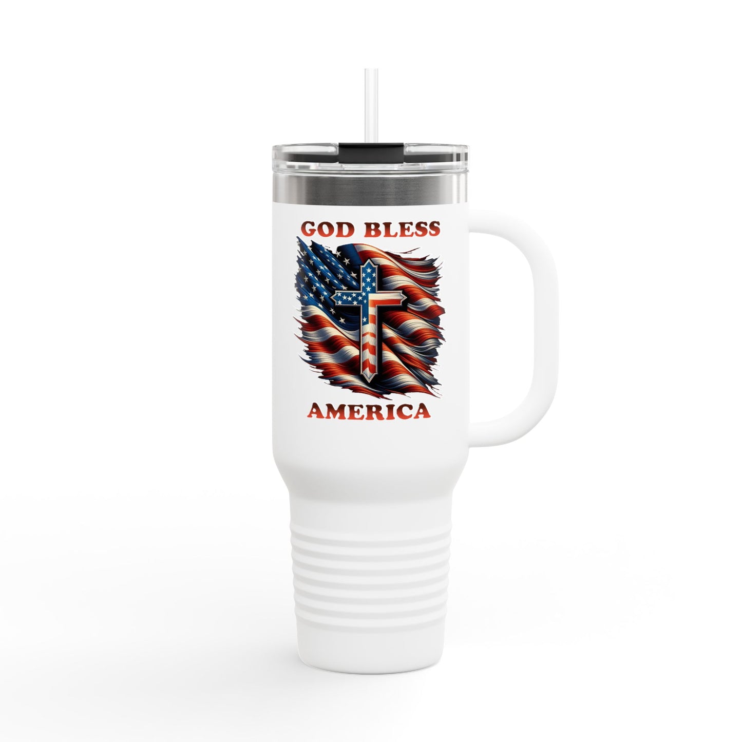Insulated Travel Mug, 40oz "GOD BLESS AMERICA"