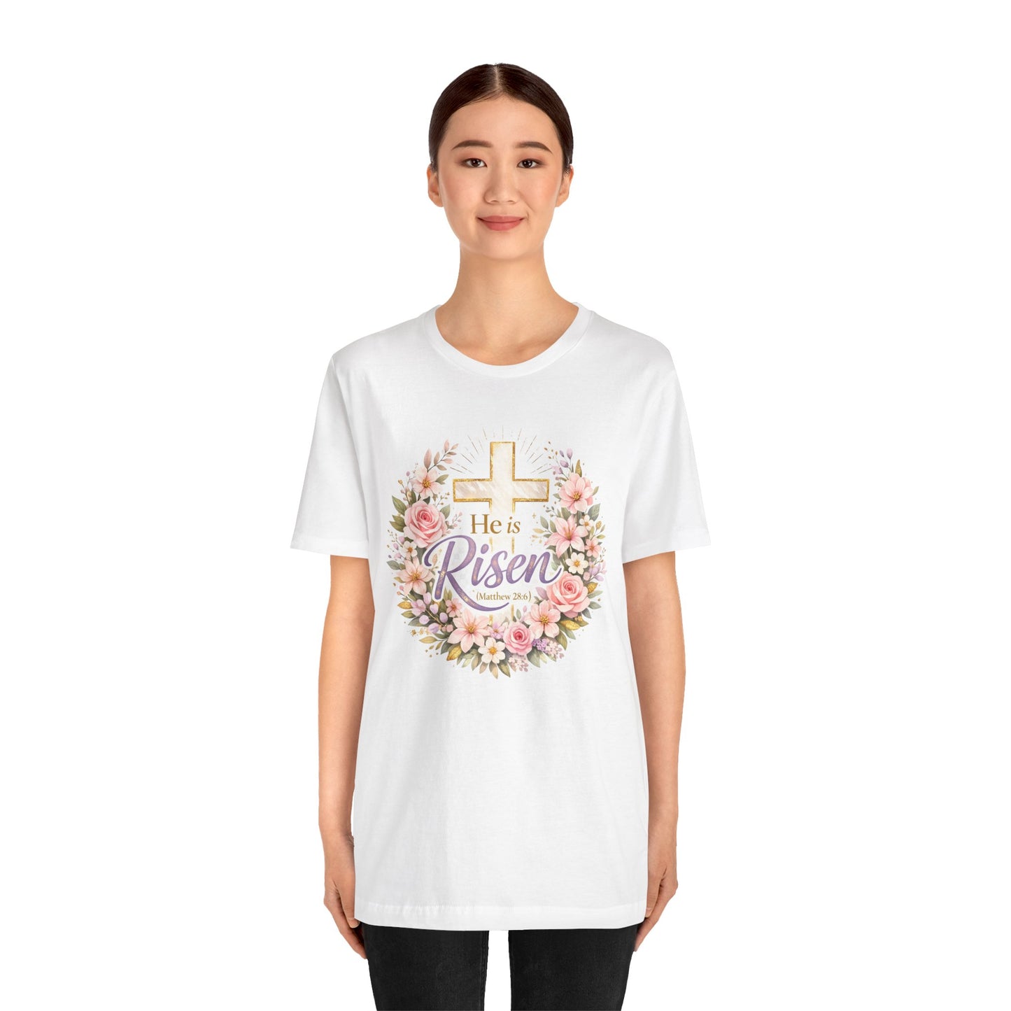 He Is Risen Floral Cross T-Shirt