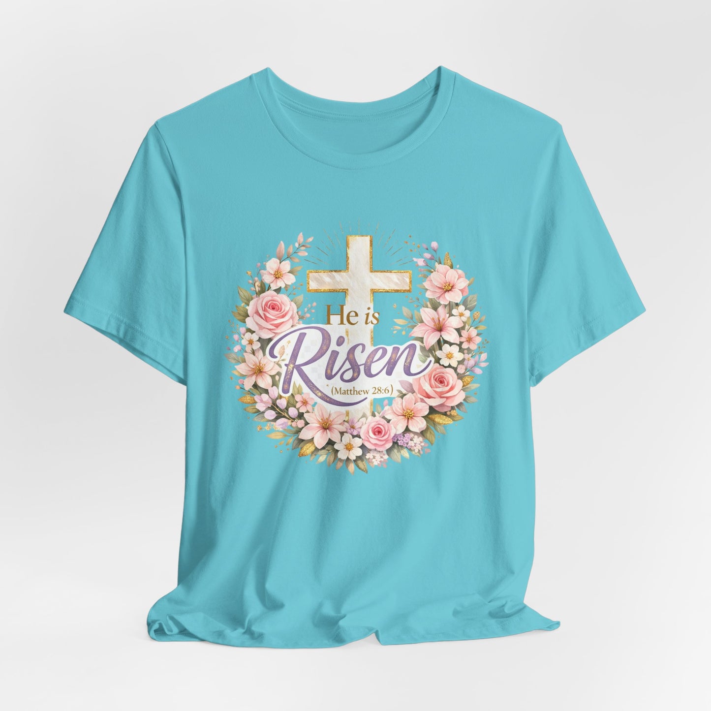 He Is Risen Floral Cross T-Shirt