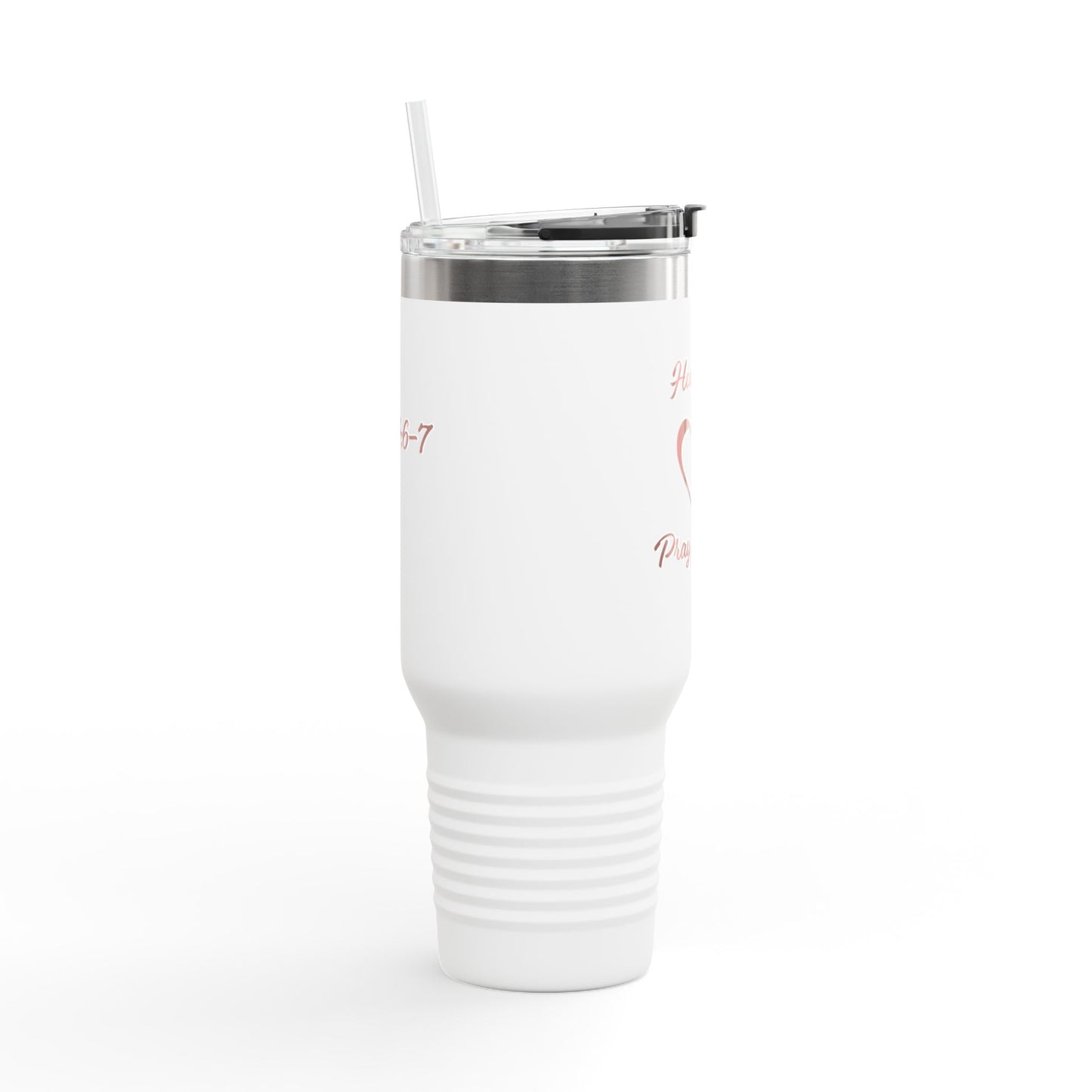 Travel Mug - &quot;How can I pray for you&quot; with Heart and Praying Hands Design