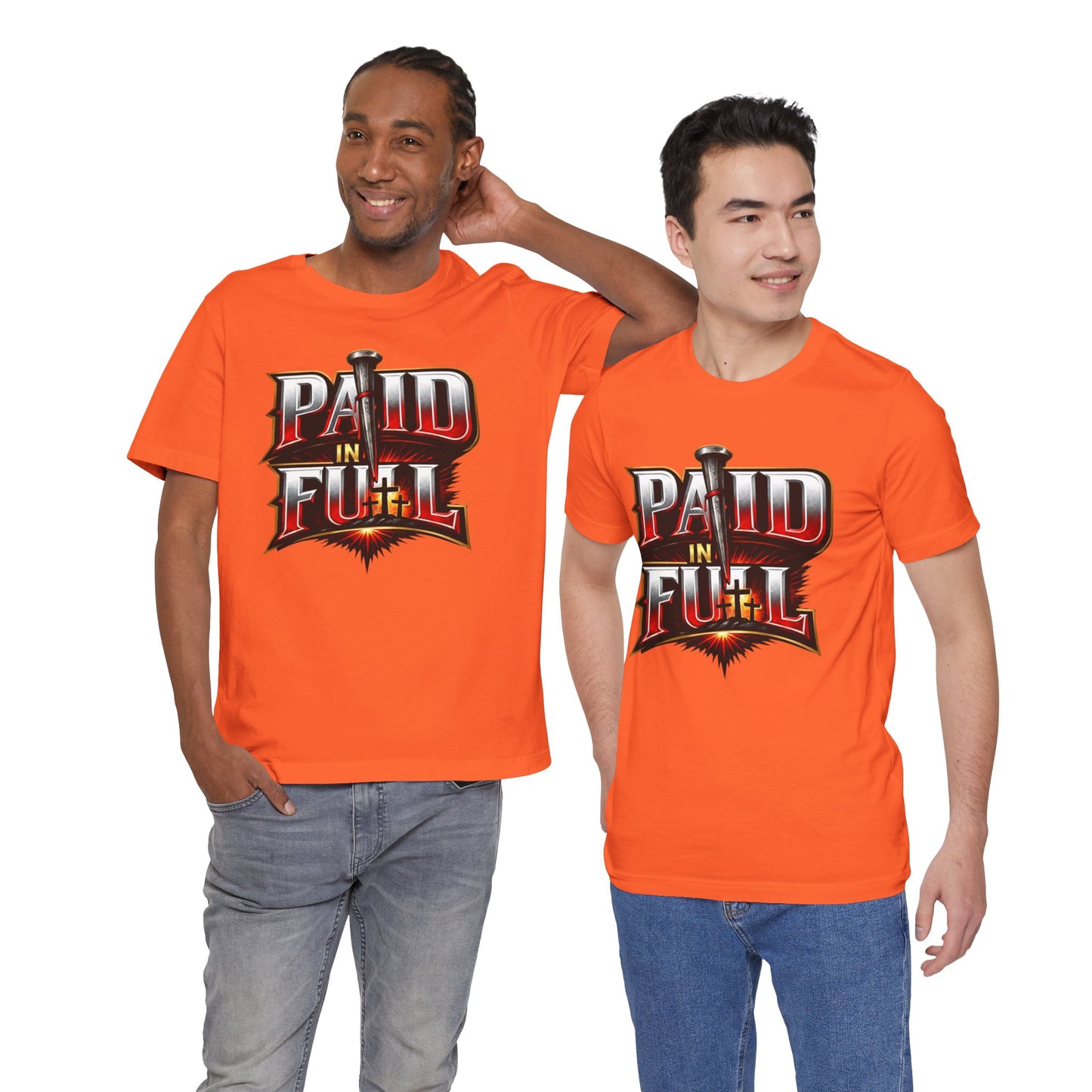 Paid In Full Christian Cross T-Shirt — Nail & Triple Cross Graphic