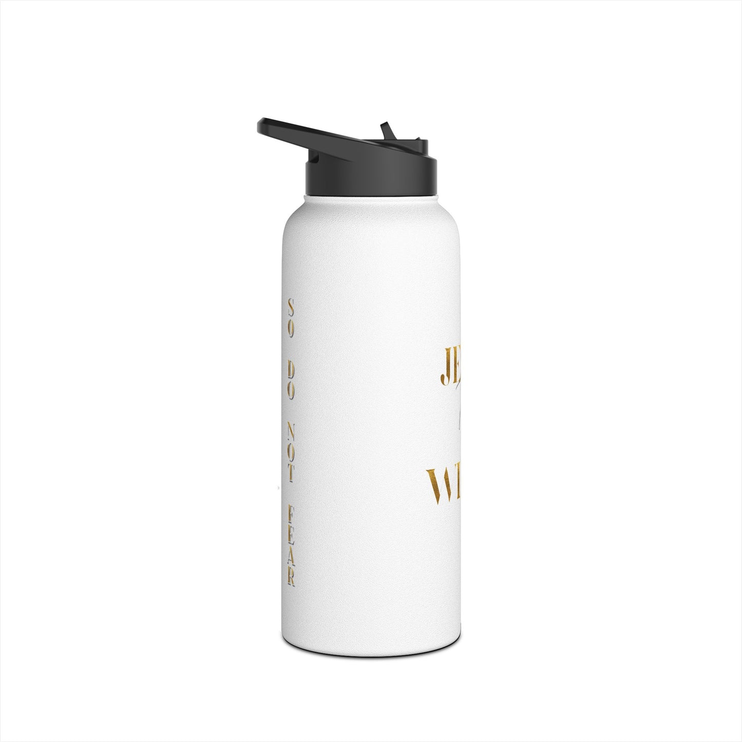 Stainless Steel Water Bottle, "Jesus take the Wheel", Standard Lid