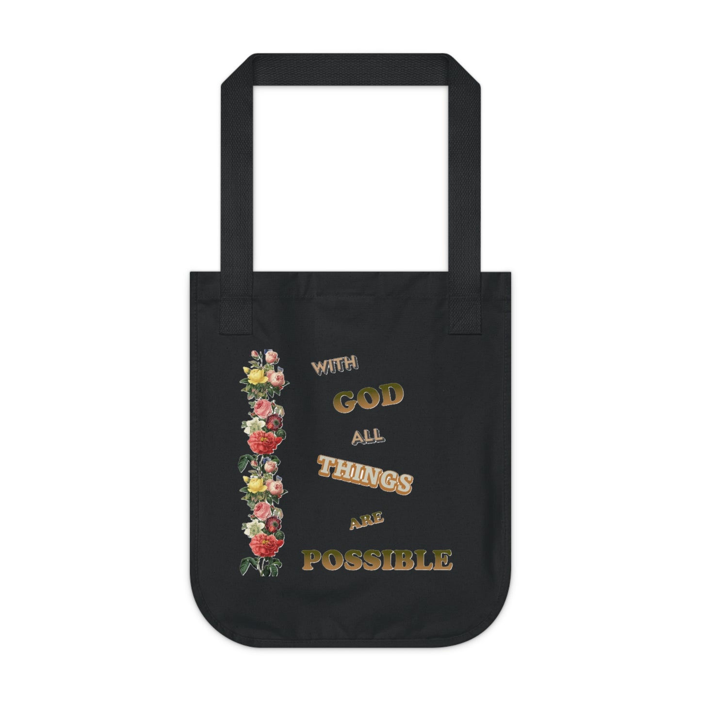 Organic Canvas Tote Bag "WITH GOD ALL THINGS ARE POSSIBLE"
