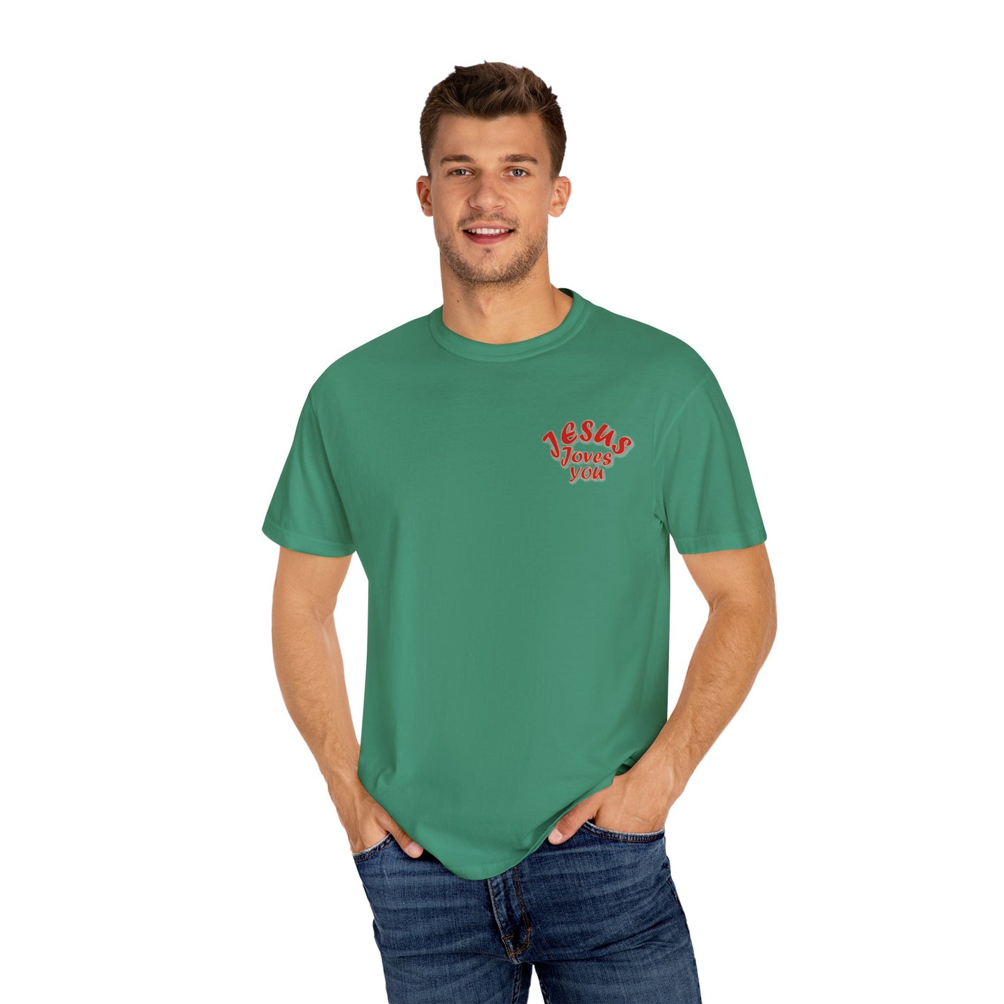 Christian Cross Heart Unisex T-shirt - Jesus Loves You Design
