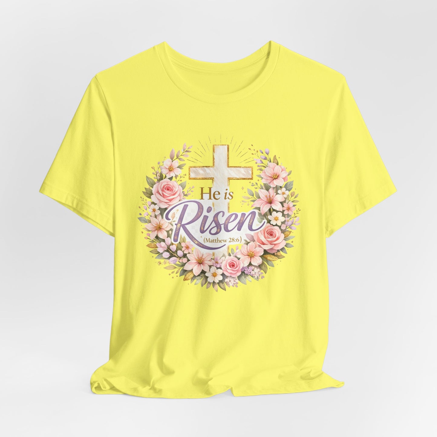 He Is Risen Floral Cross T-Shirt