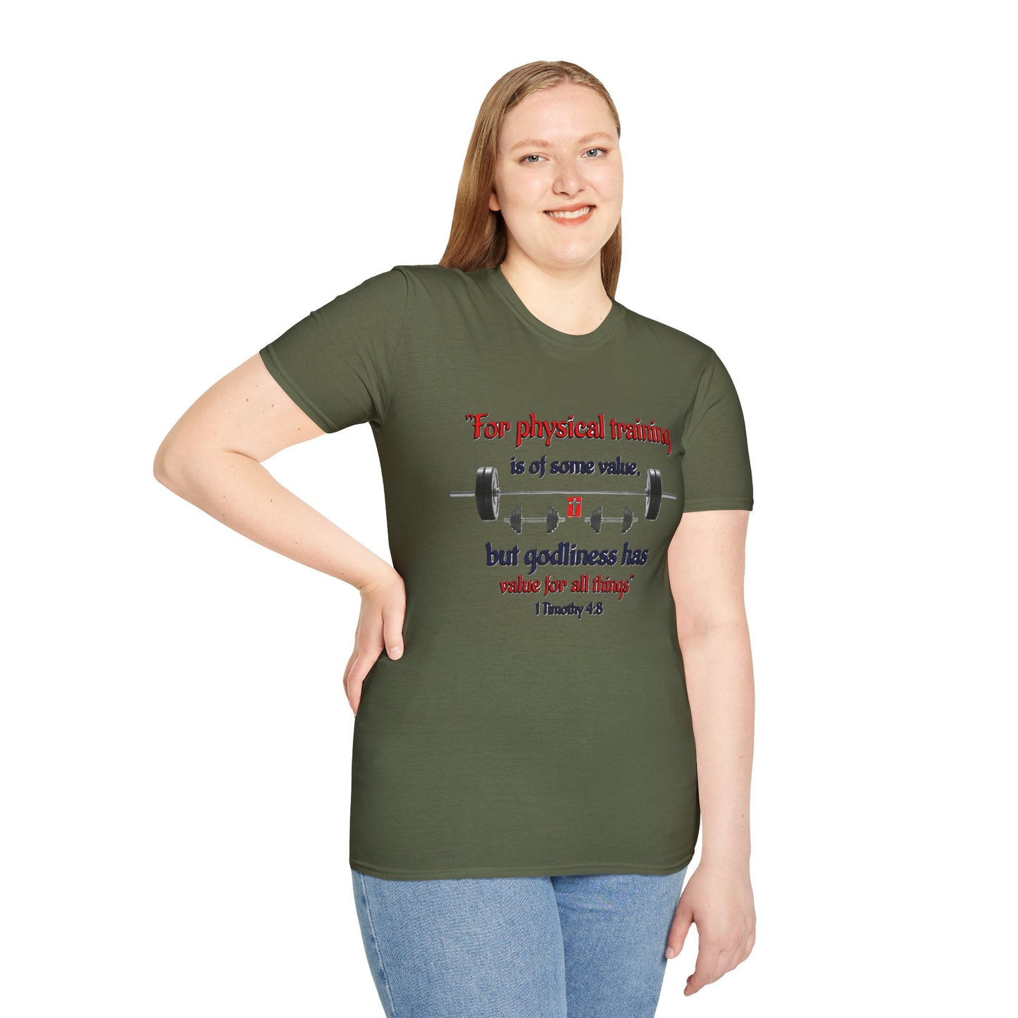 Christian Verse Softstyle T-Shirt - 1 Timothy 4:8
