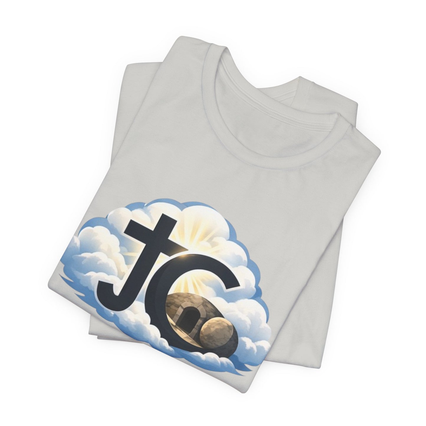 Jesus Christ (JC) Cross Tee — Crucified, Risen & Coming Again