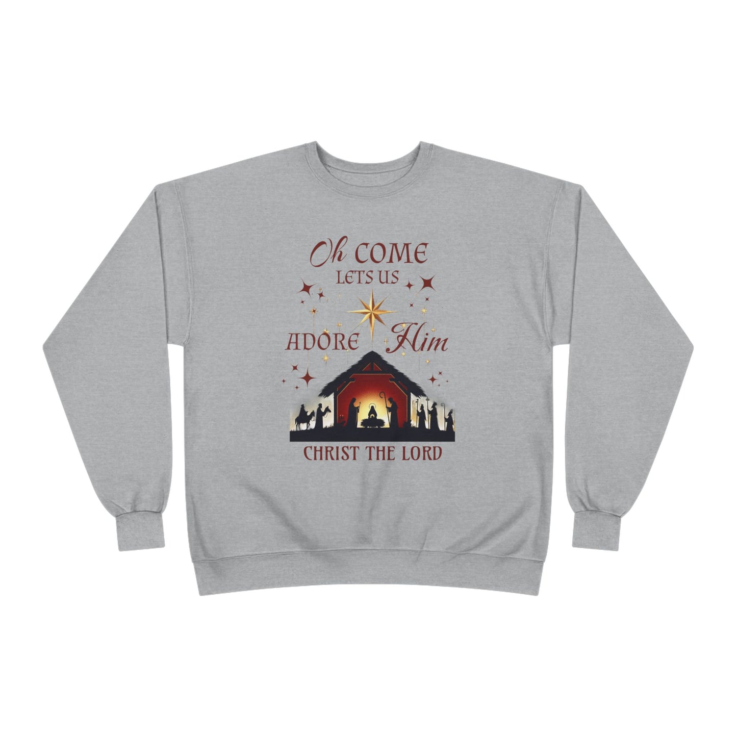 Christmas Nativity Unisex Sweatshirt with 'Oh come let us adore him, Christ the Lord' Design