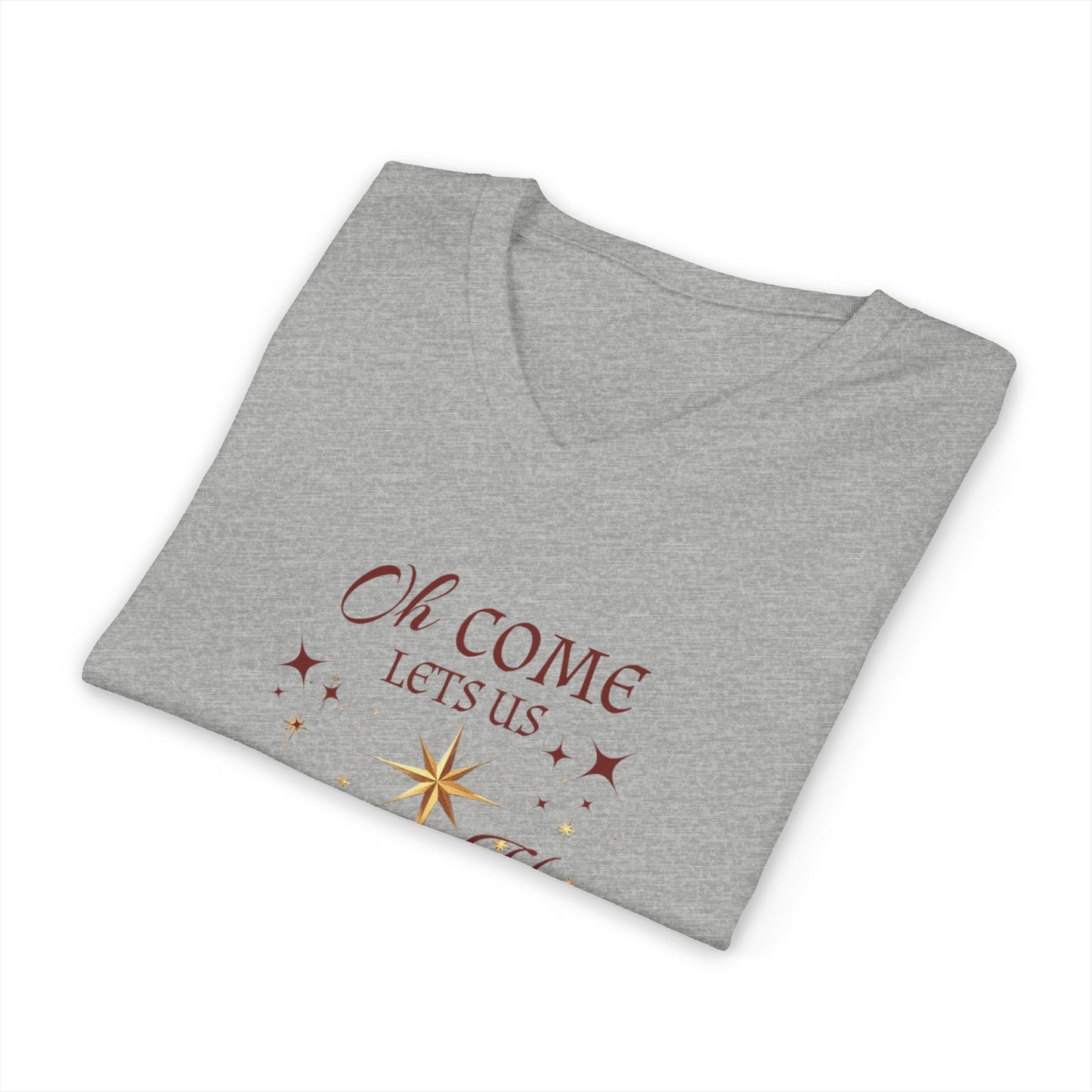 V-Neck Tee Nativity Scene 'Oh come let us adore Him, Christ the Lord'