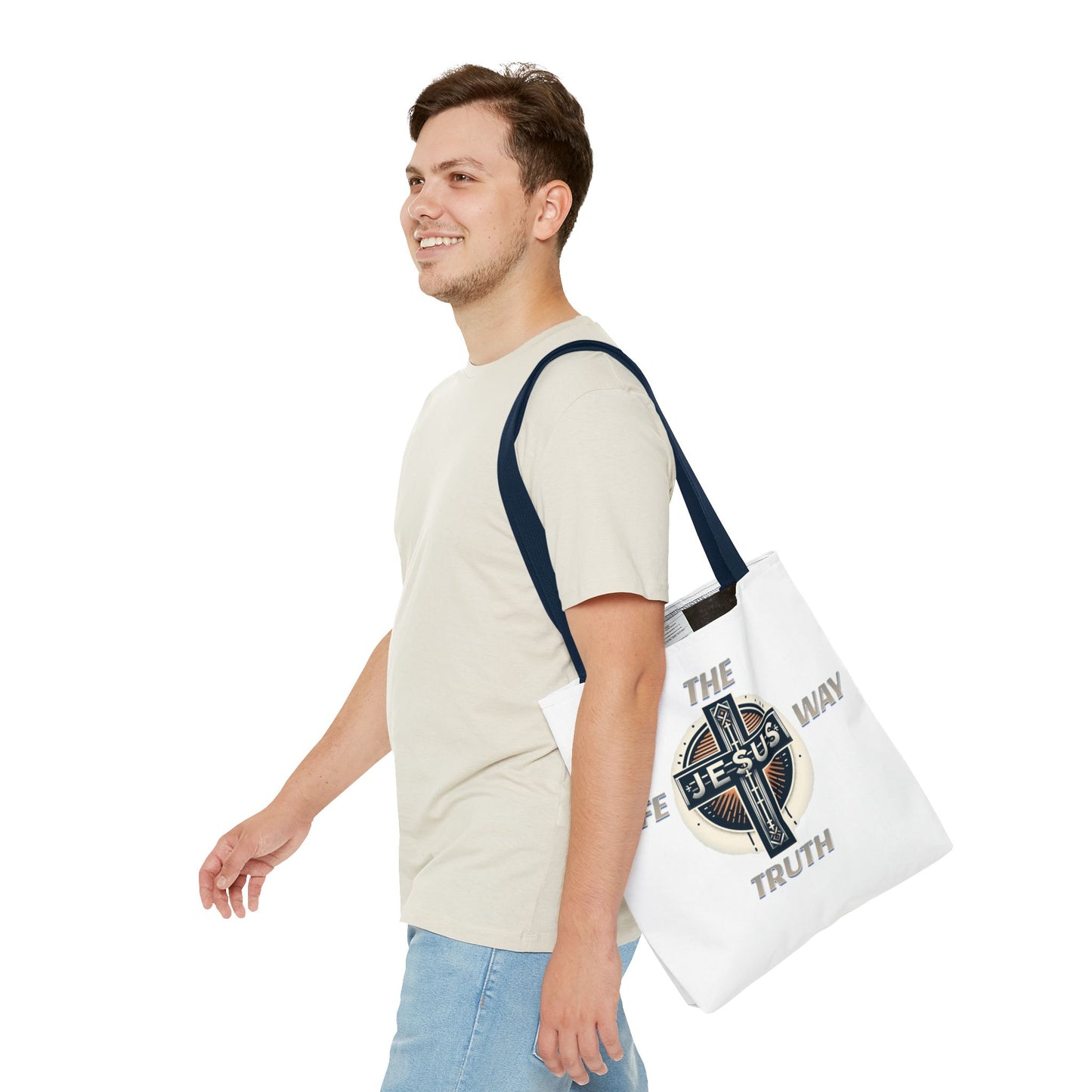 Tote Bag (AOP)"JESUS IS THE WAY TRUTH LIFE"