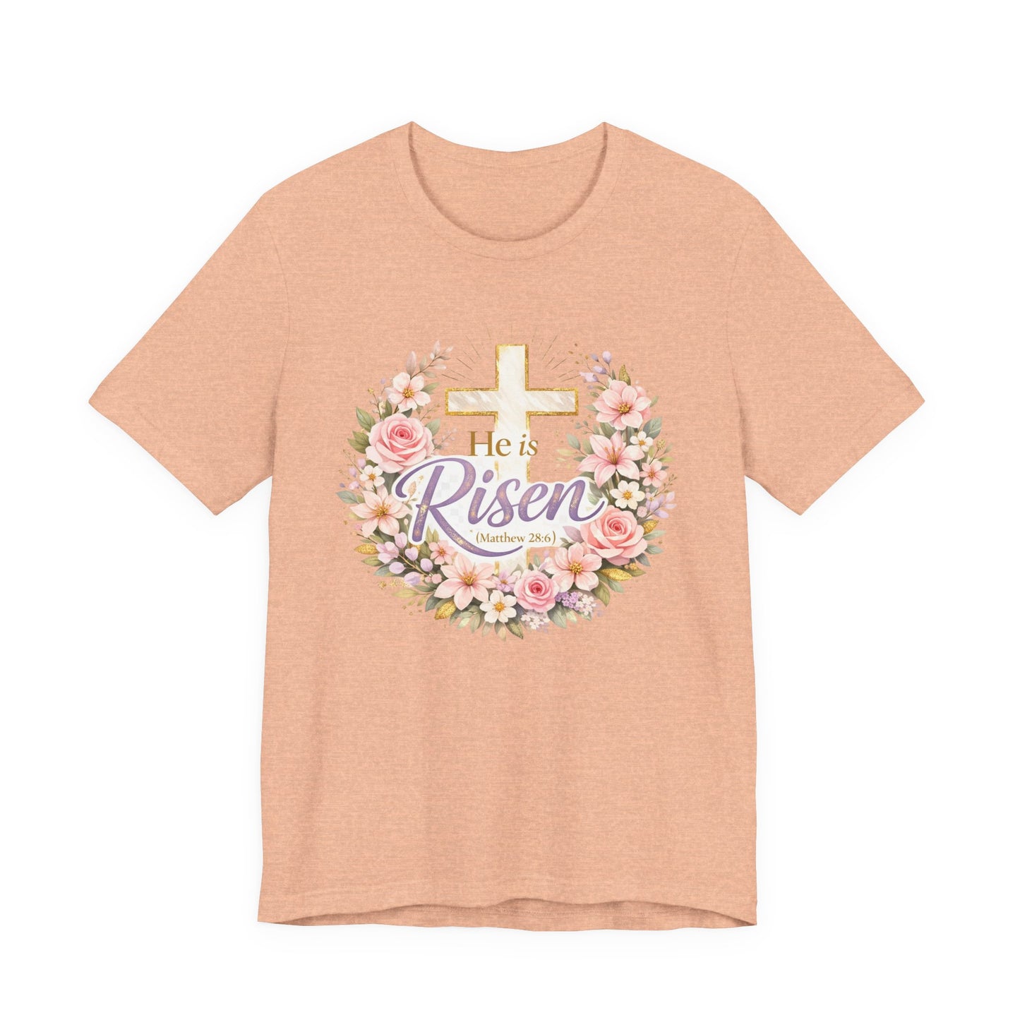 He Is Risen Floral Cross T-Shirt