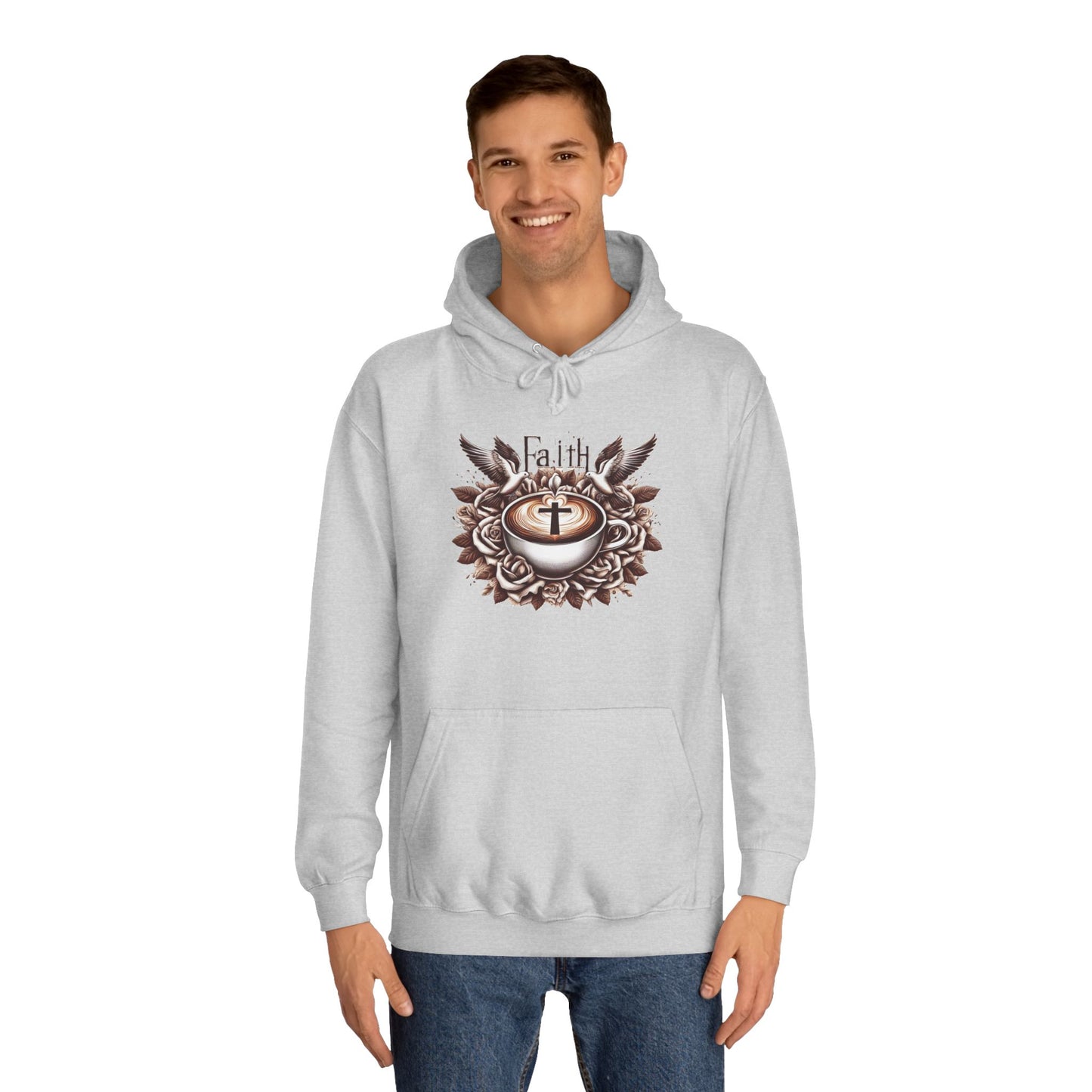 Unisex College Hoodie "Faith and Coffee"