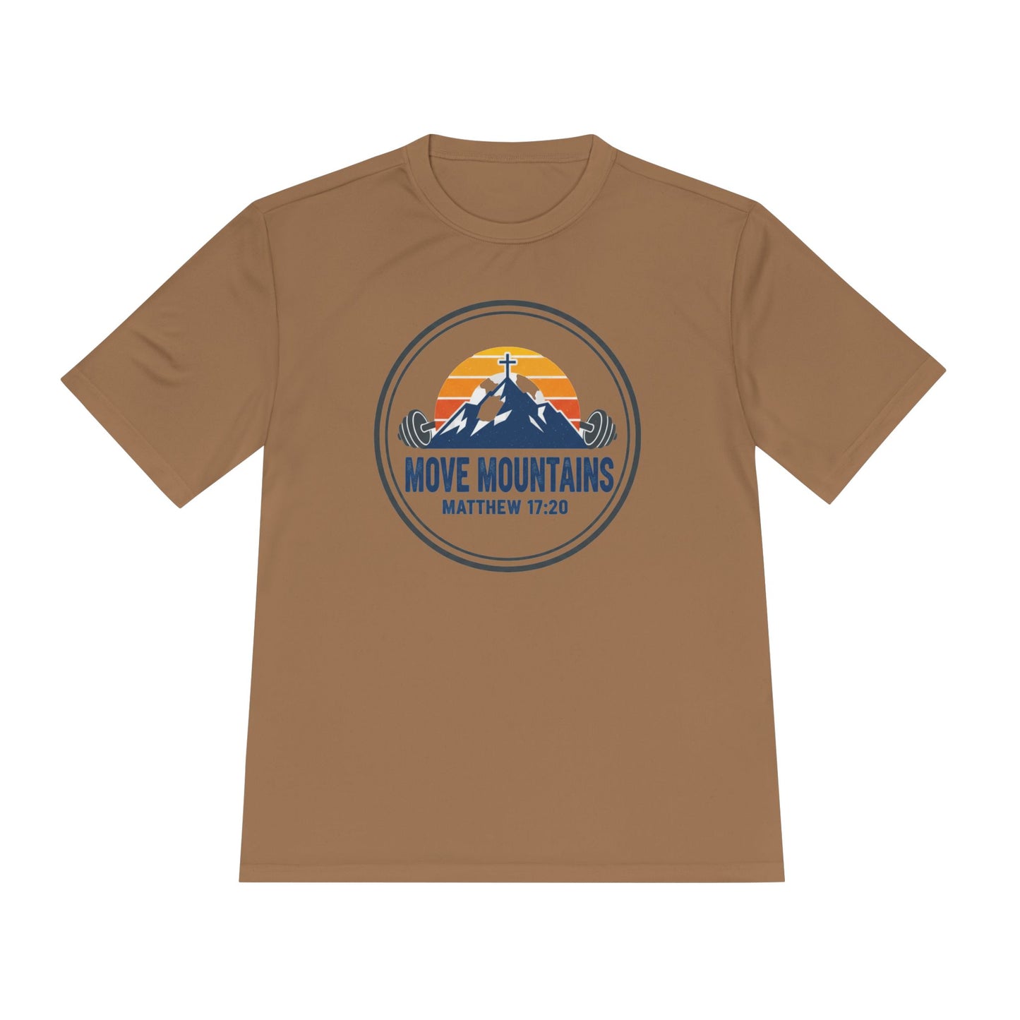 Matthew 17:20 'Move Mountains' Workout Tee — Moisture-Wicking Athletic Shirt