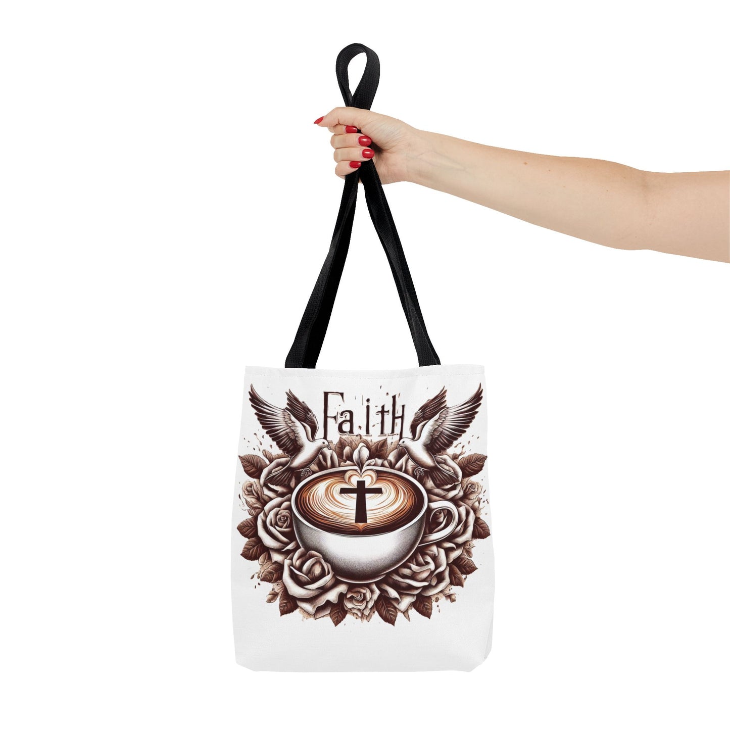 Tote Bag (AOP) "Faith and Coffee"