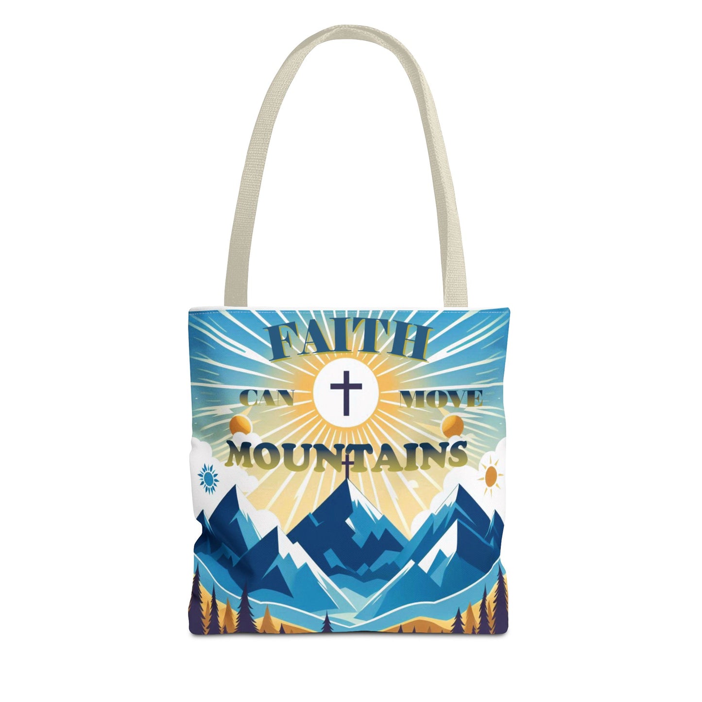 "FAITH CAN MOVE MOUNTAINS" Tote Bag (AOP)