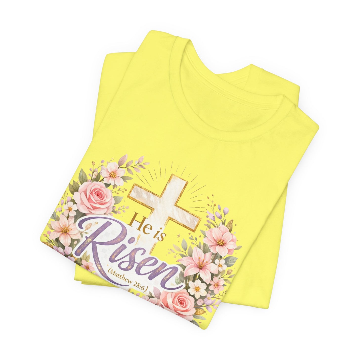 He Is Risen Floral Cross T-Shirt
