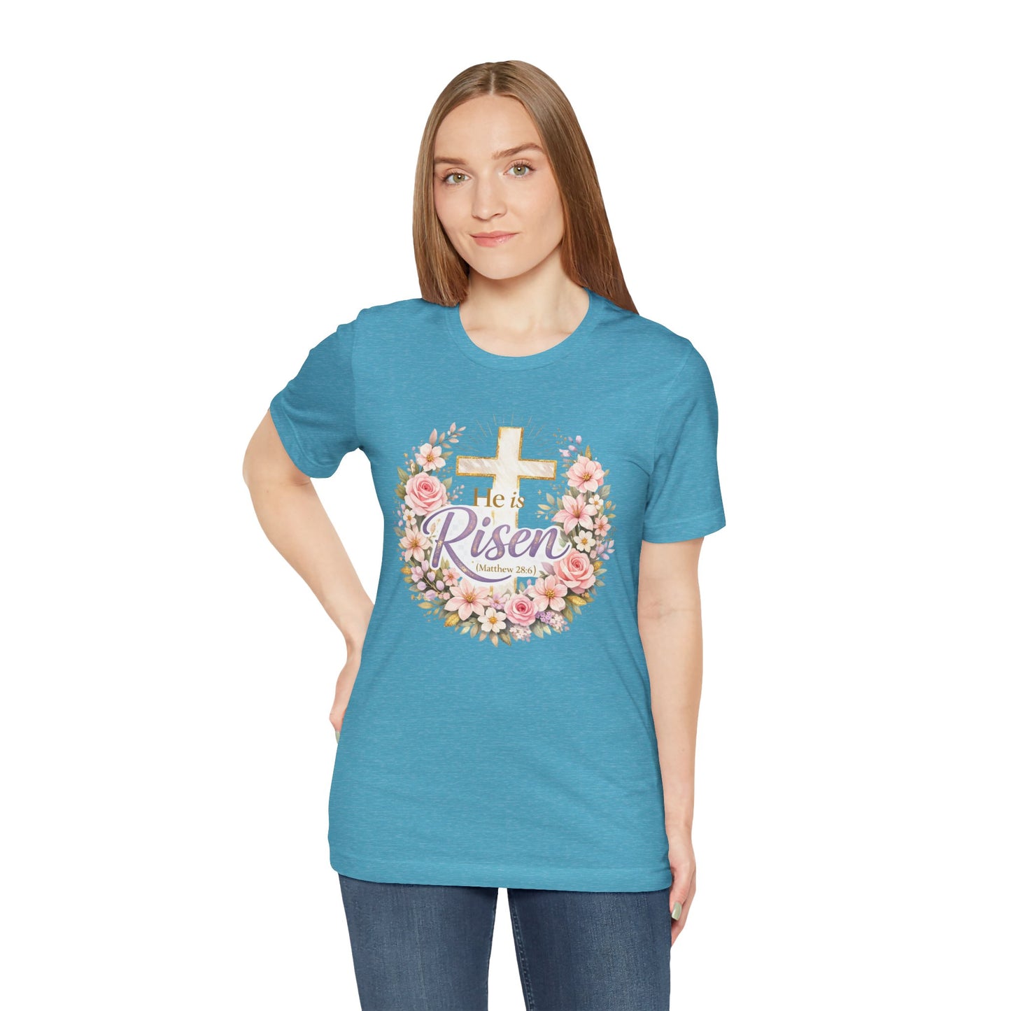 He Is Risen Floral Cross T-Shirt