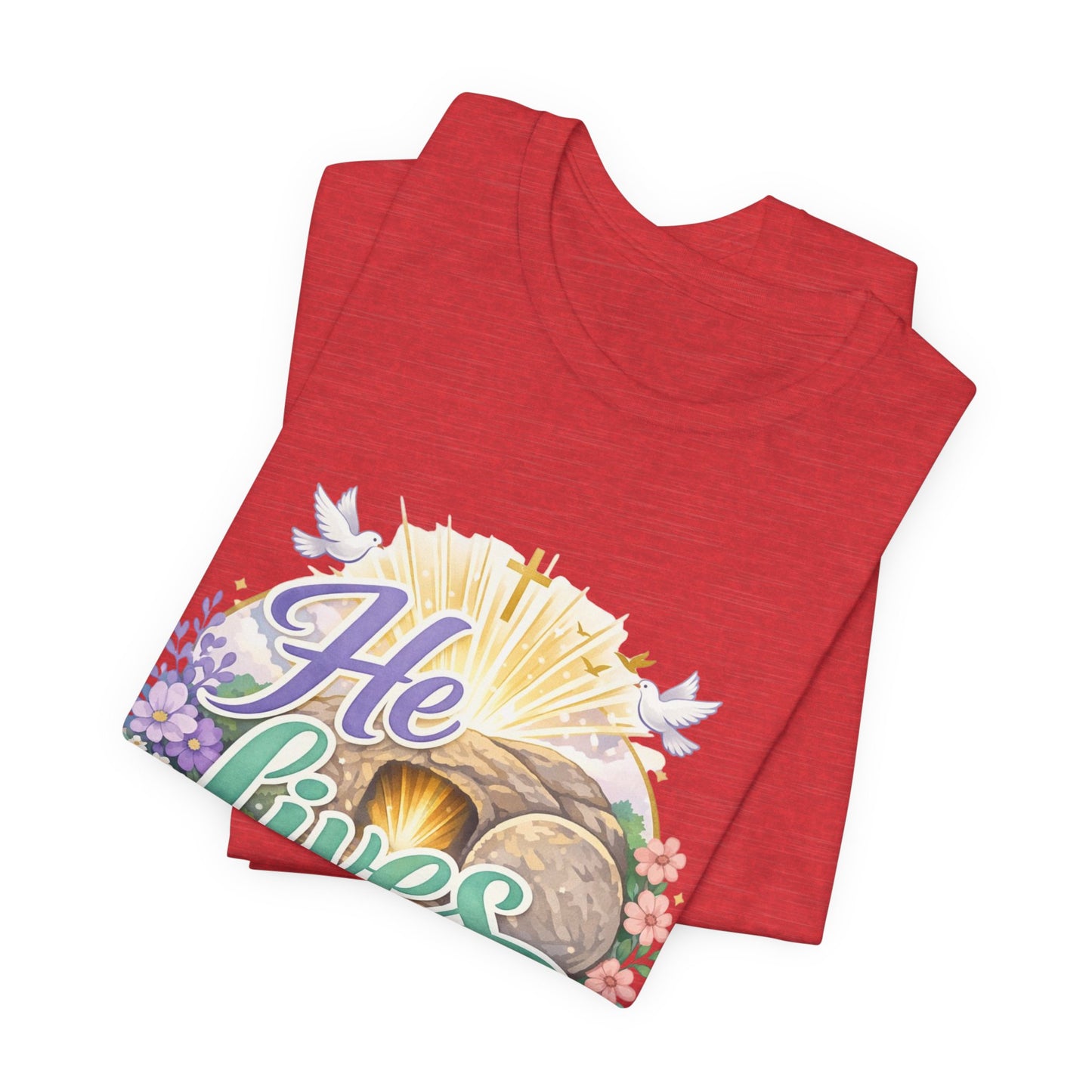 He Lives Jesus Tomb Tee — Christian Easter T‑Shirt