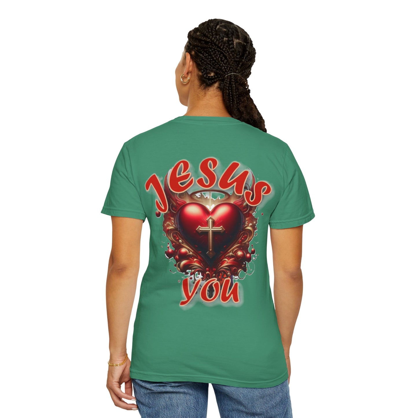 Christian Cross Heart Unisex T-shirt - Jesus Loves You Design