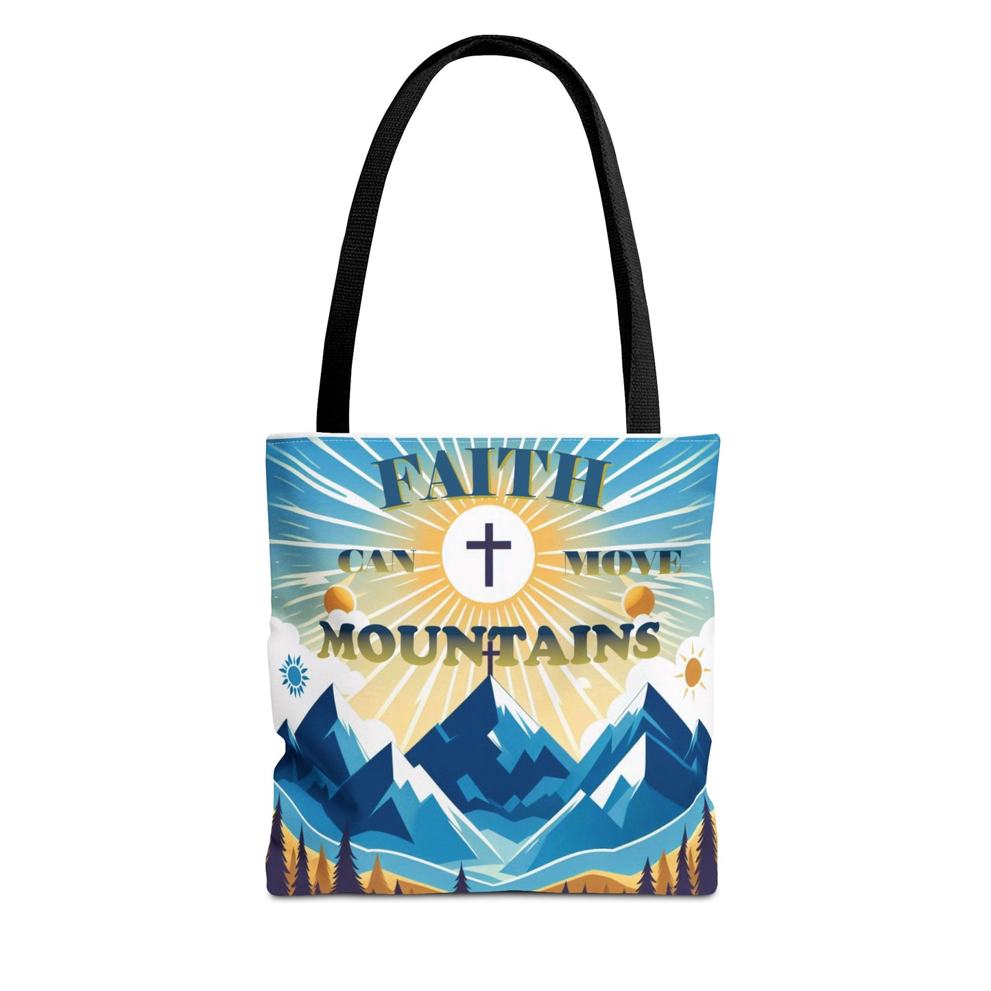 "FAITH CAN MOVE MOUNTAINS" Tote Bag (AOP)
