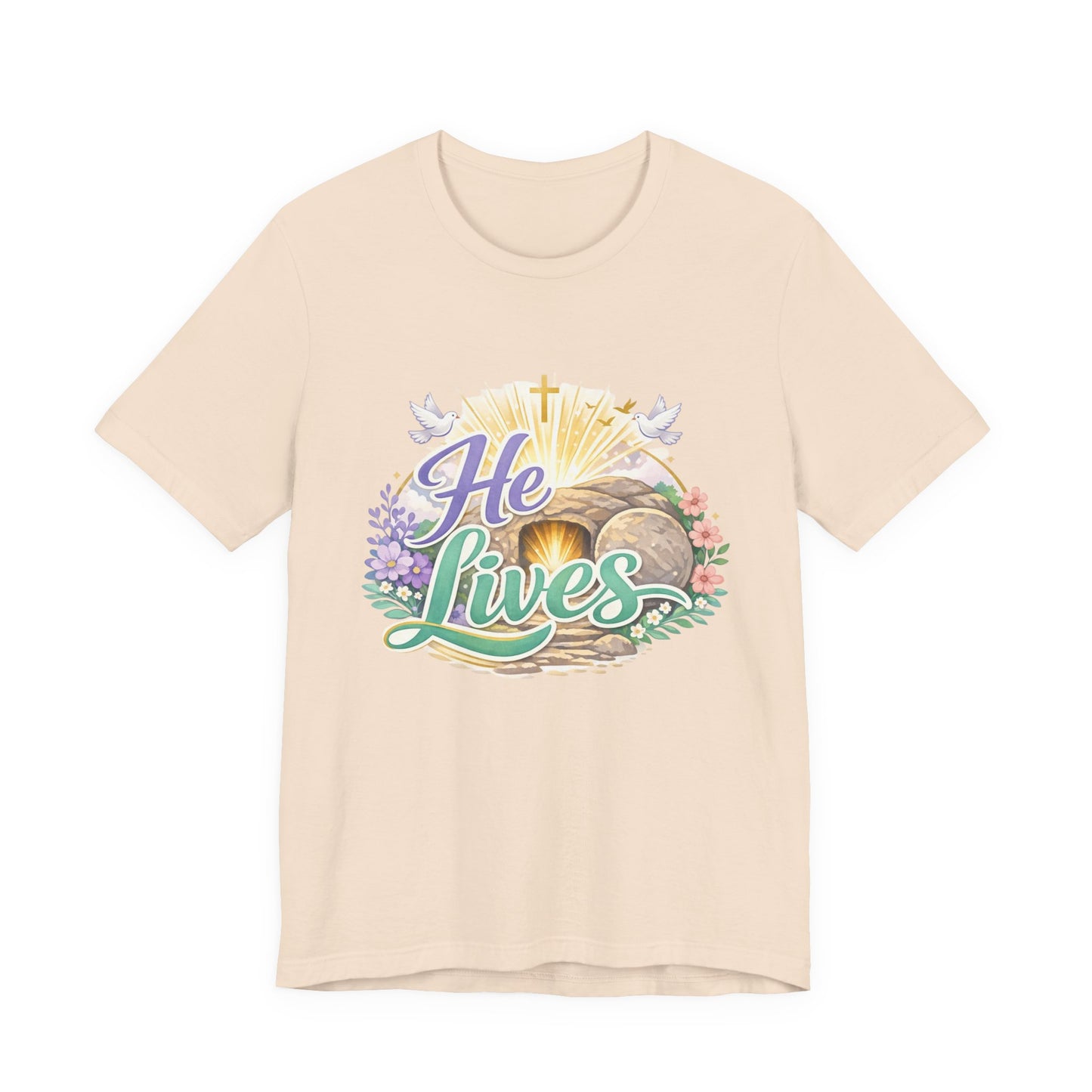 He Lives Jesus Tomb Tee — Christian Easter T‑Shirt
