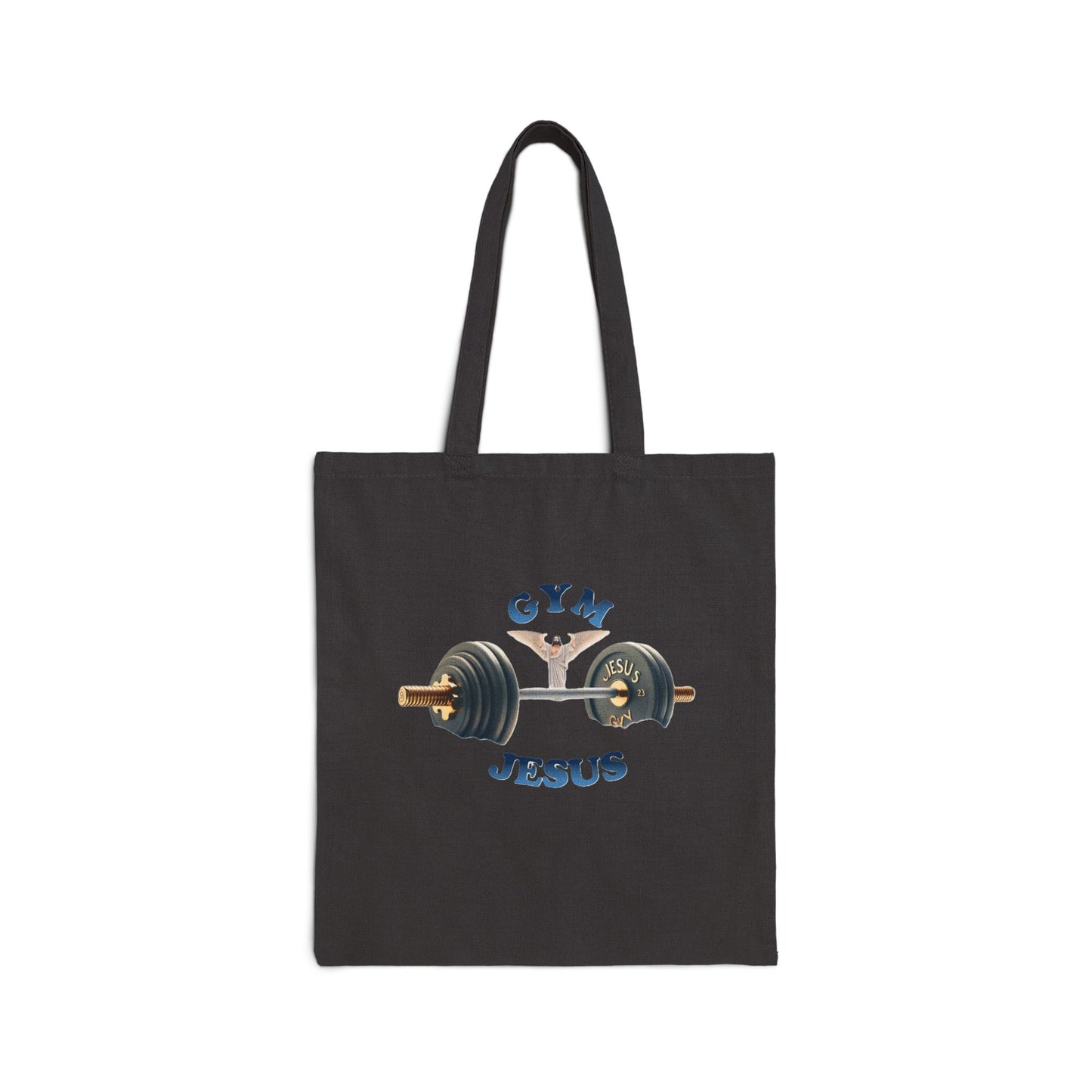Cotton Canvas Tote Bag "GYM & JESUS"