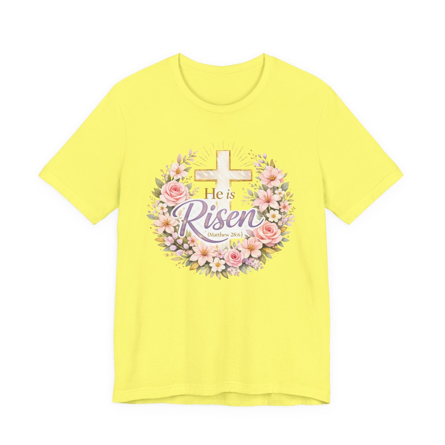 He Is Risen Floral Cross T-Shirt