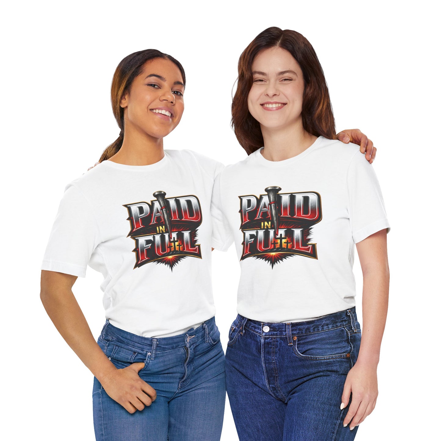 Paid In Full Christian Cross T-Shirt — Nail & Triple Cross Graphic
