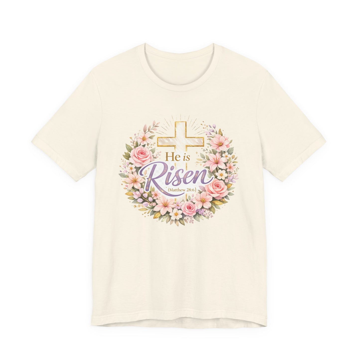 He Is Risen Floral Cross T-Shirt