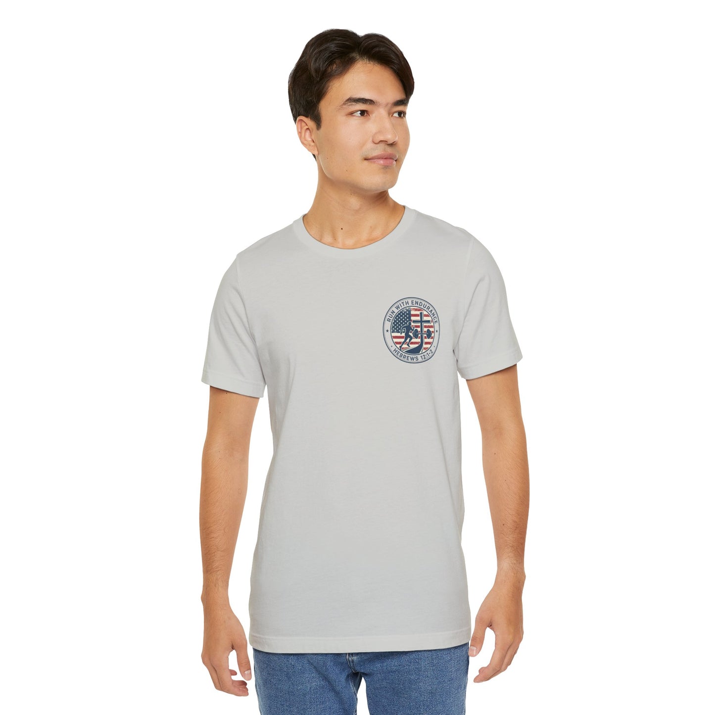 Hebrews 12:1-2 'Run With Endurance' T-Shirt — Inspirational Christian Tee
