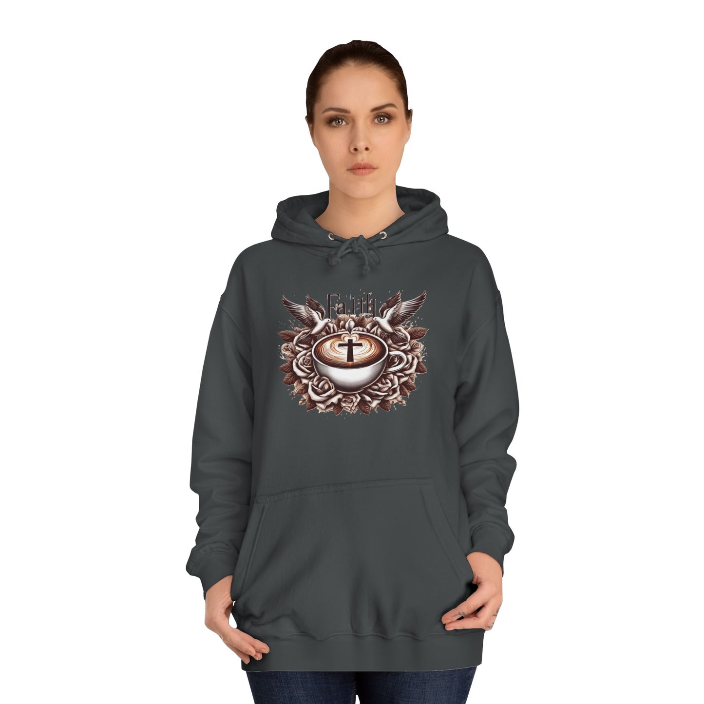 Unisex College Hoodie "Faith and Coffee"