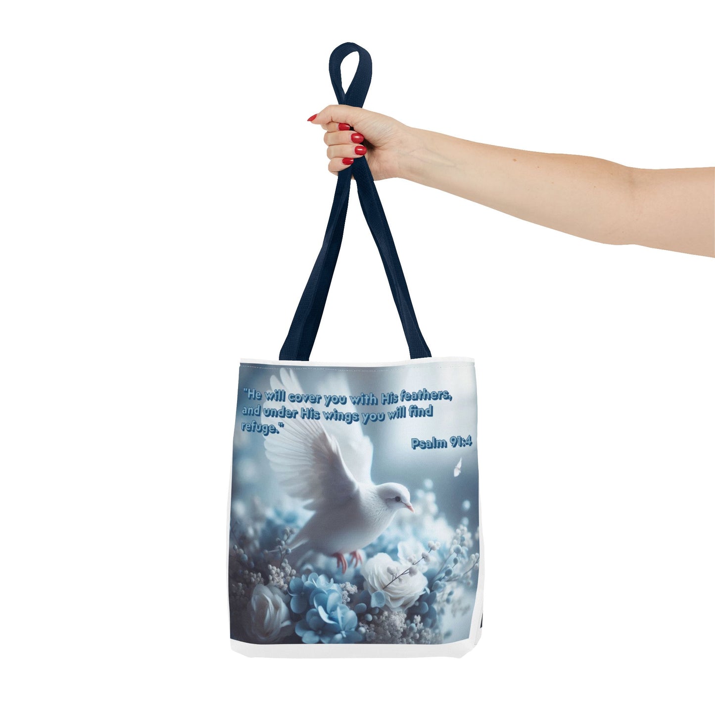 Tote Bag (AOP) "Under His wings you will find refuge"